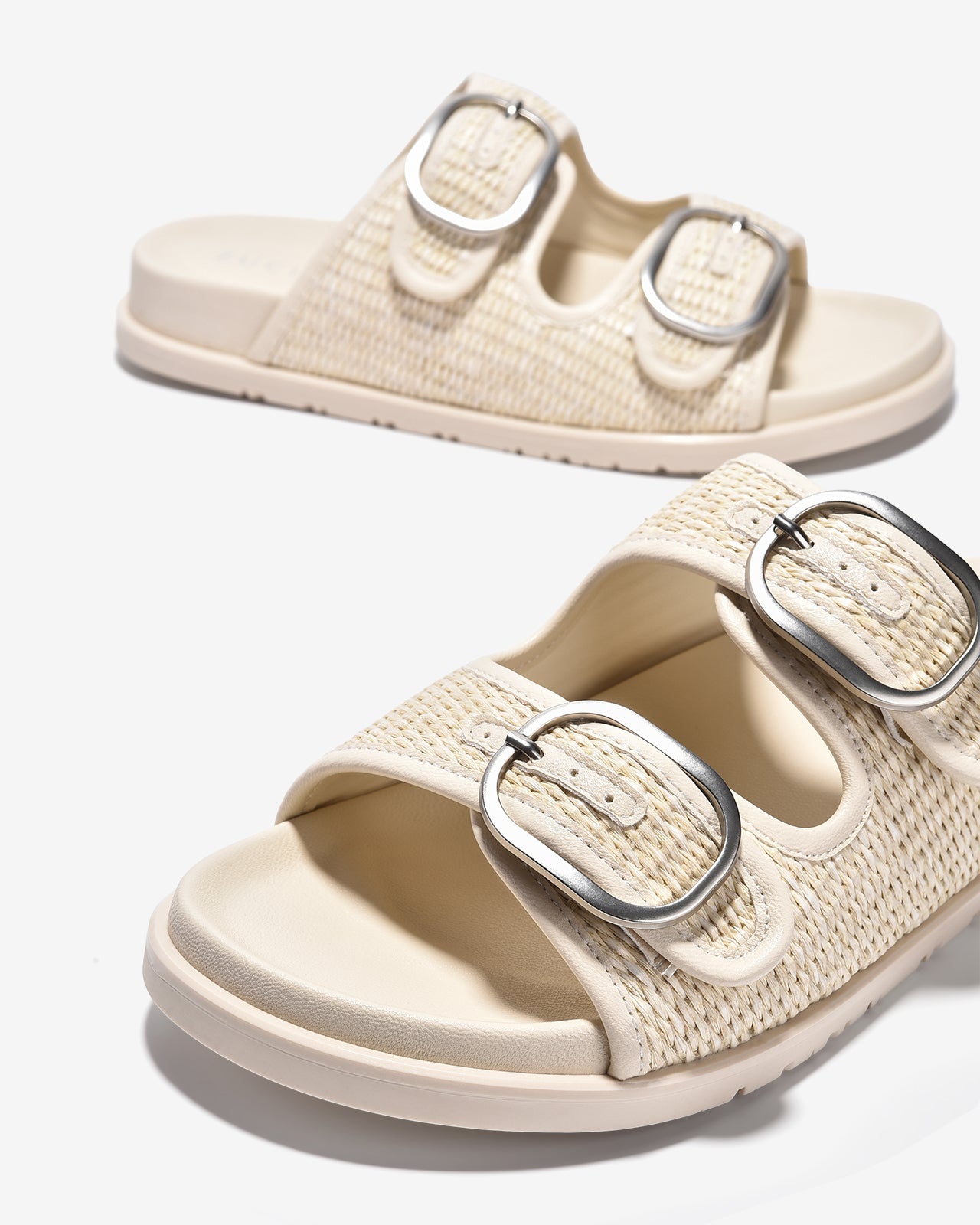 Dép Nữ Zucia Hai Quai Ngang Đan-DTHA3-Kem Color1