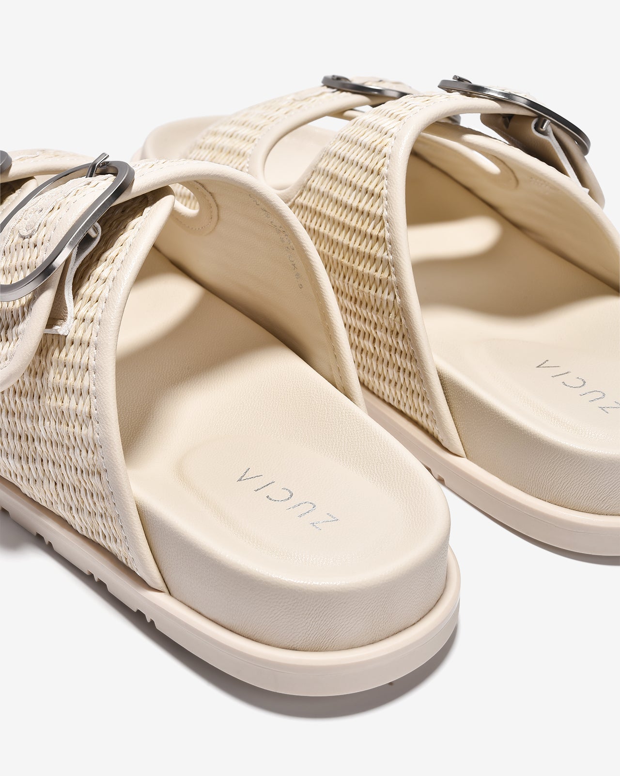 Dép Nữ Zucia Hai Quai Ngang Đan-DTHA3-Kem Color1