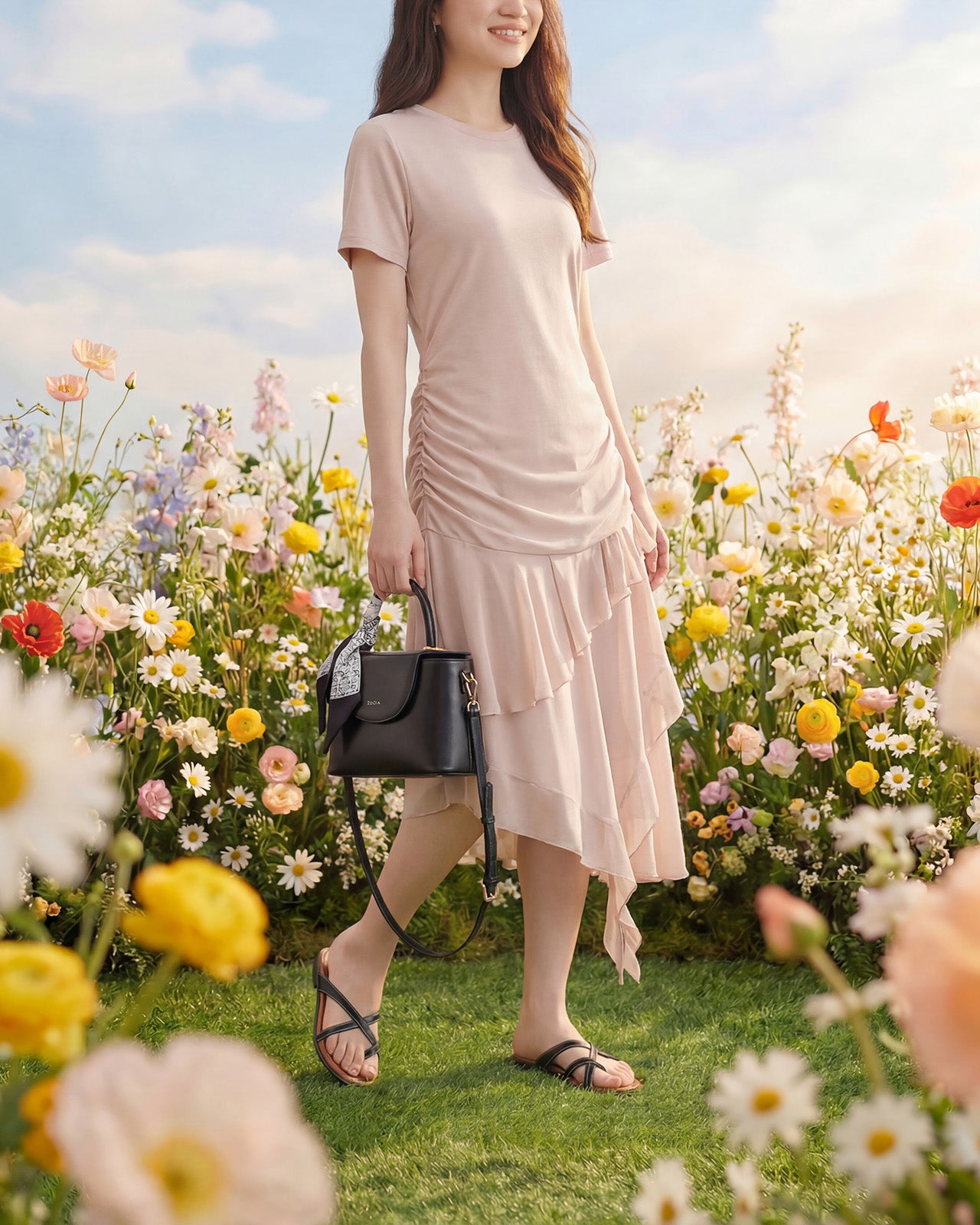 Dép Nữ Zucia Quai Đan Cách Điệu-DTHB6Đen Color1