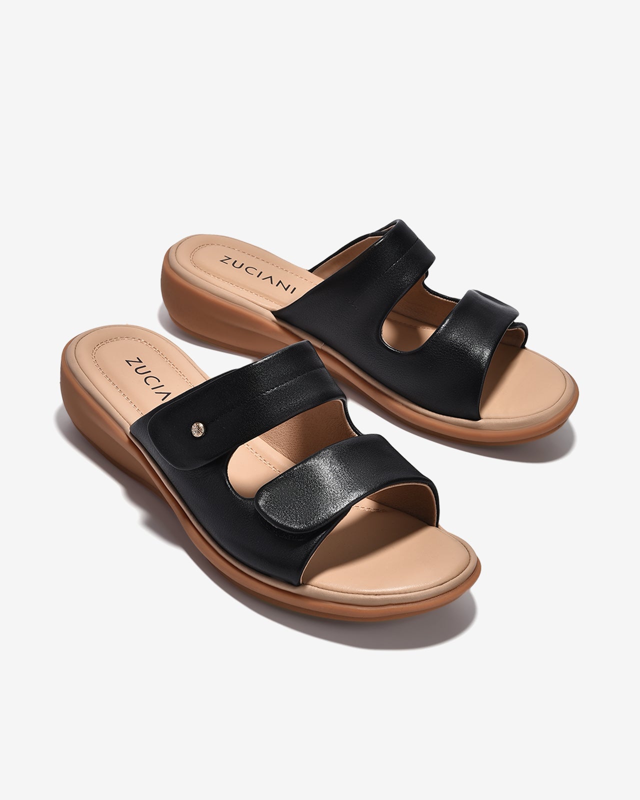 Dép Nữ Zuciani Quai Đôi Dán-DCF59-Đen Color1