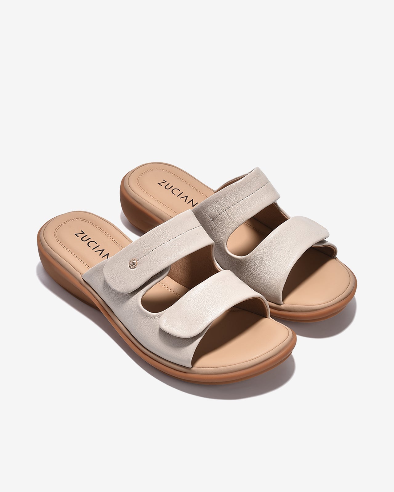 Dép Nữ Zuciani Quai Đôi Dán-DCF59-Kem Color1