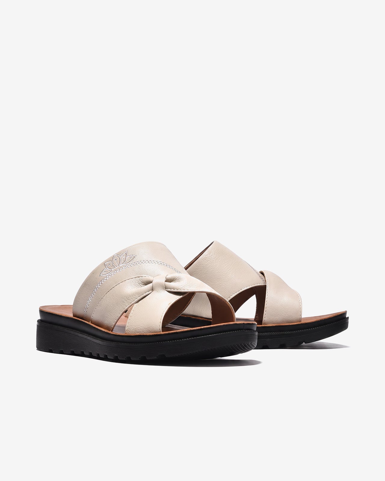 Dép Nữ Zuciani Quai Nơ Thêu Hoa-DCF97Kem Color1