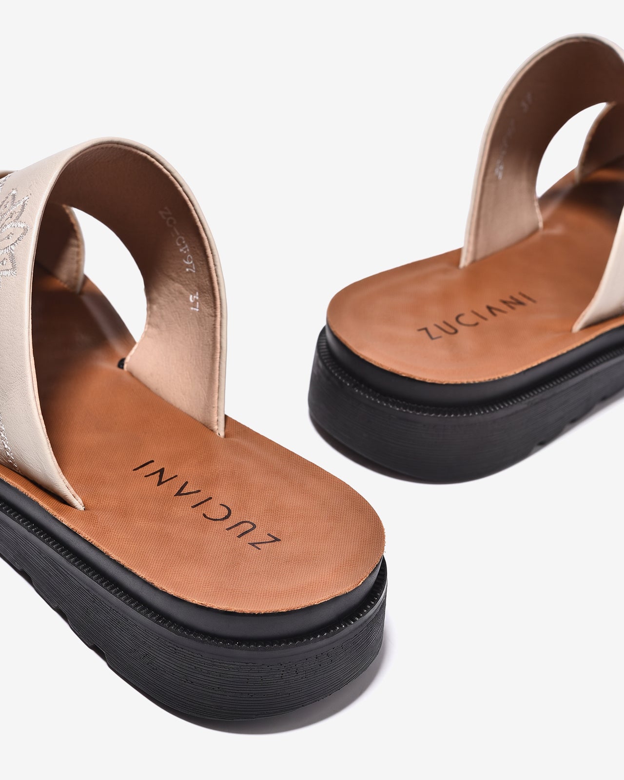 Dép Nữ Zuciani Quai Nơ Thêu Hoa-DCF97Kem Color1