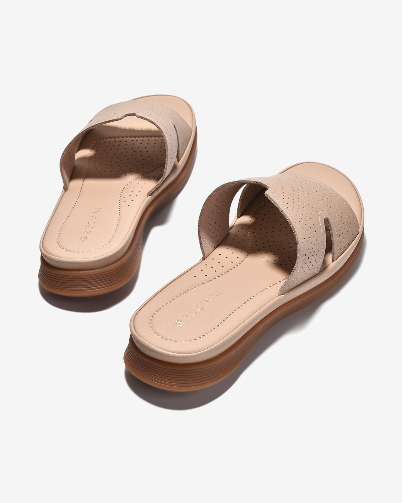 Dép Nữ Zuciani Quai Bản Lớn Đục Lỗ-DMD08Kem Color1