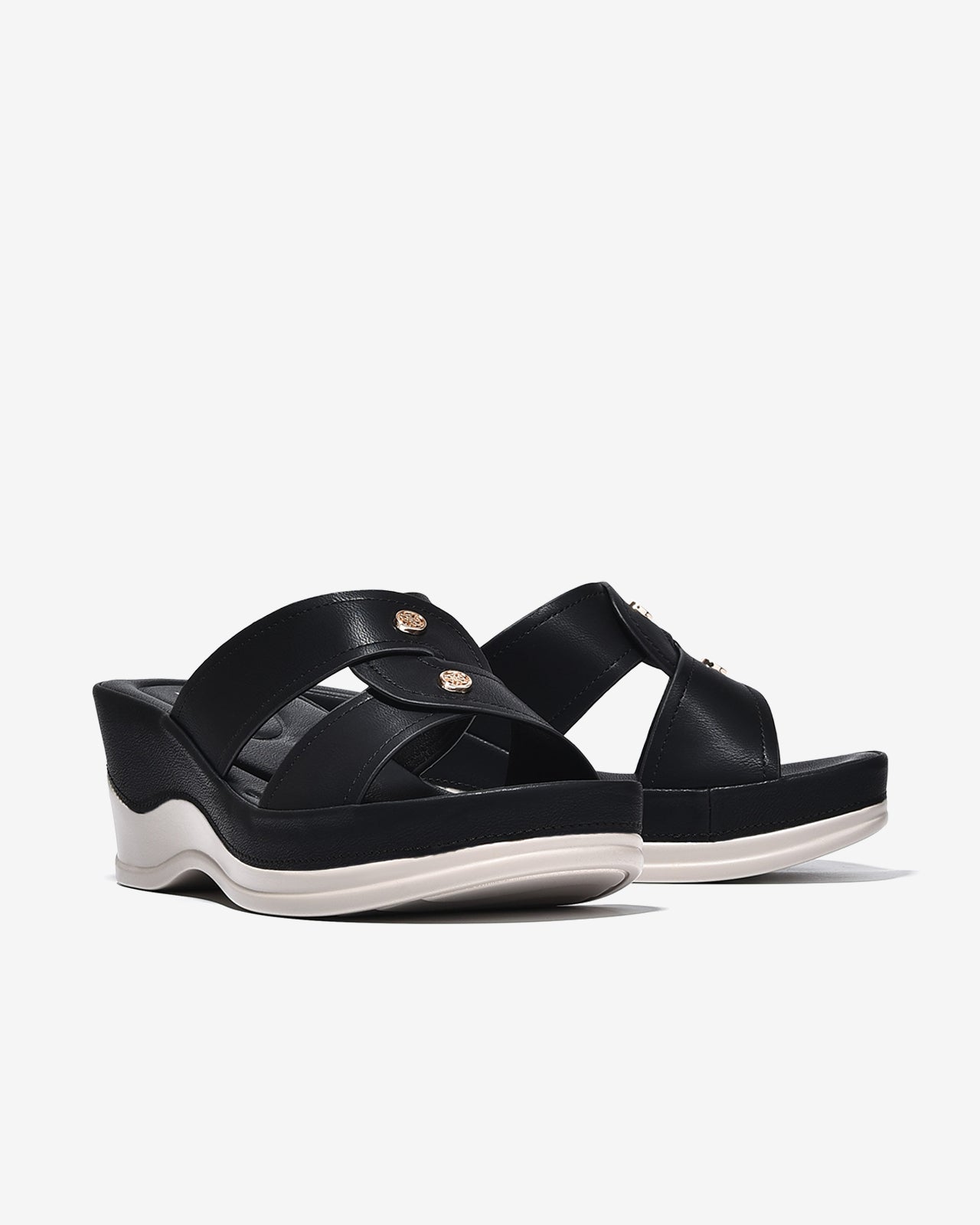 Dép Xuồng Zucia 6cm Quai Chéo-DHLM9Đen Color1