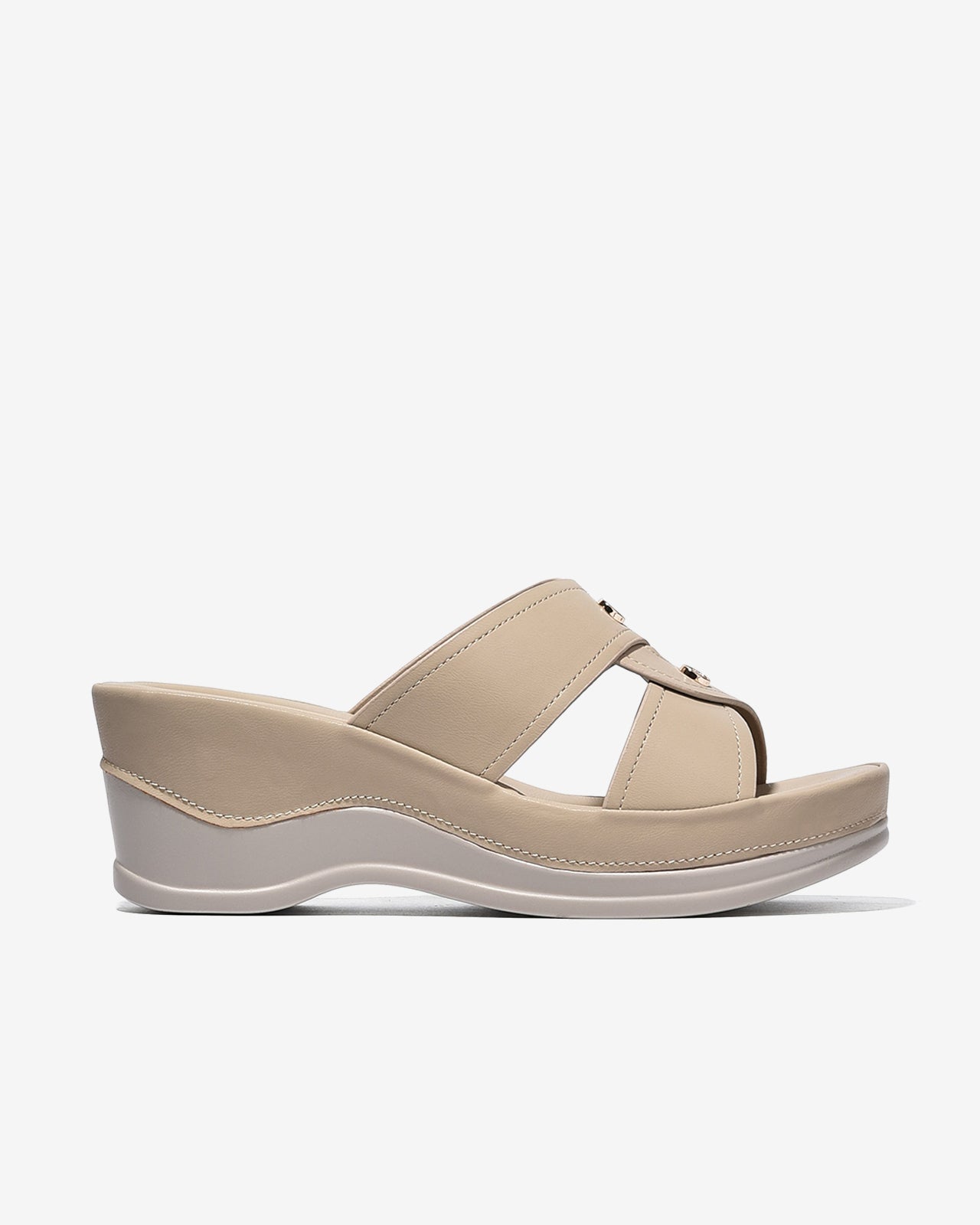Dép Xuồng Zucia 6cm Quai Chéo-DHLM9Kem Color1First