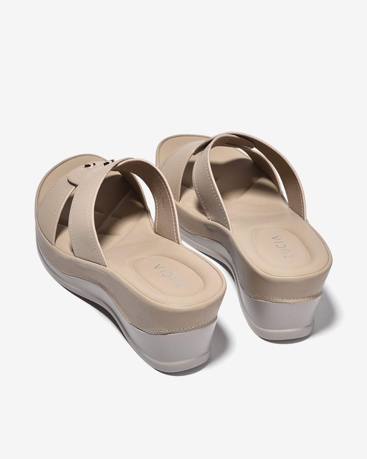 Dép Xuồng Zucia 6cm Quai Chéo-DHLM9Kem Color1