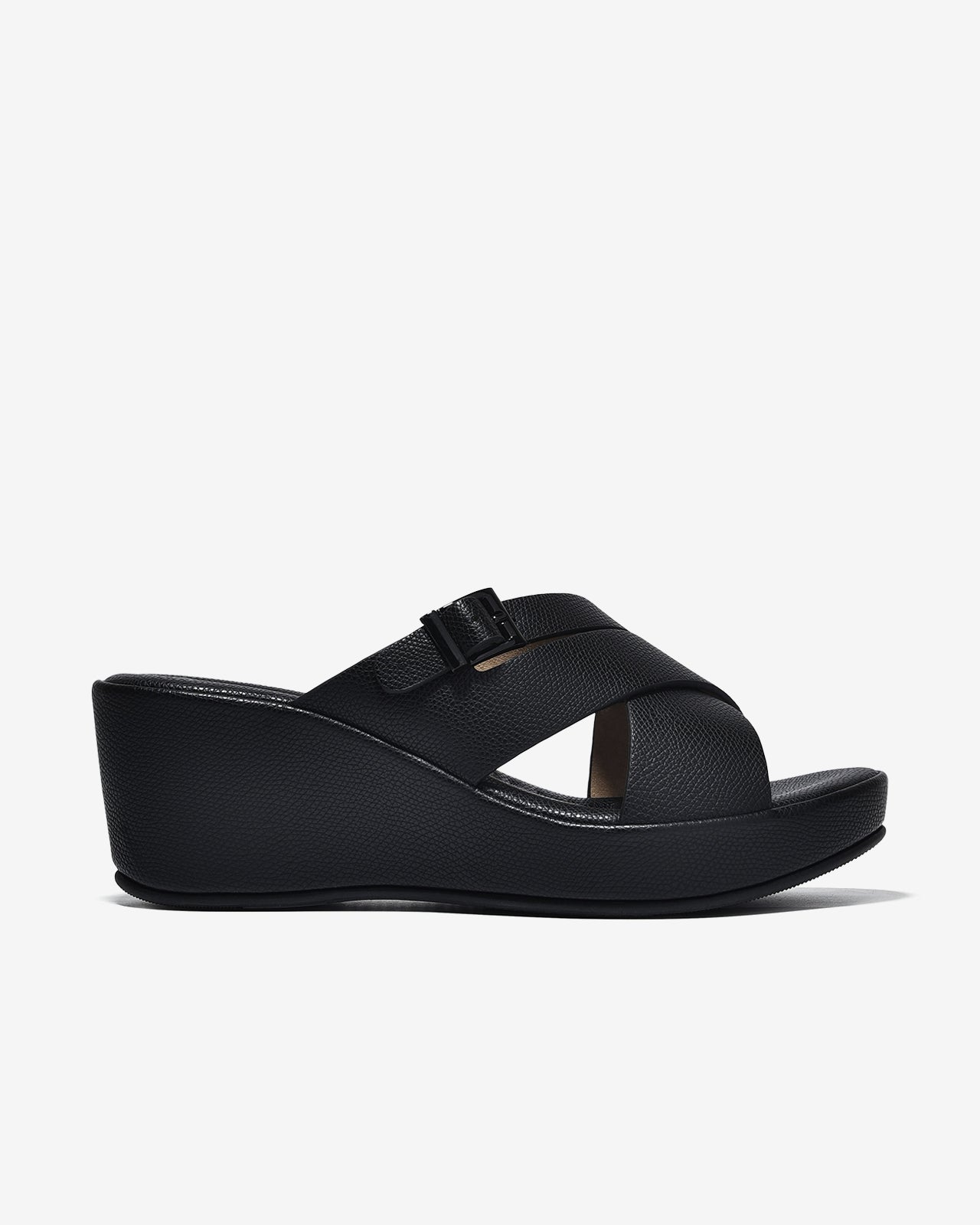 Dép Xuồng Zucia 7cm Quai Chéo Khóa Cài Êm Chân-DHLN2Đen Color1First