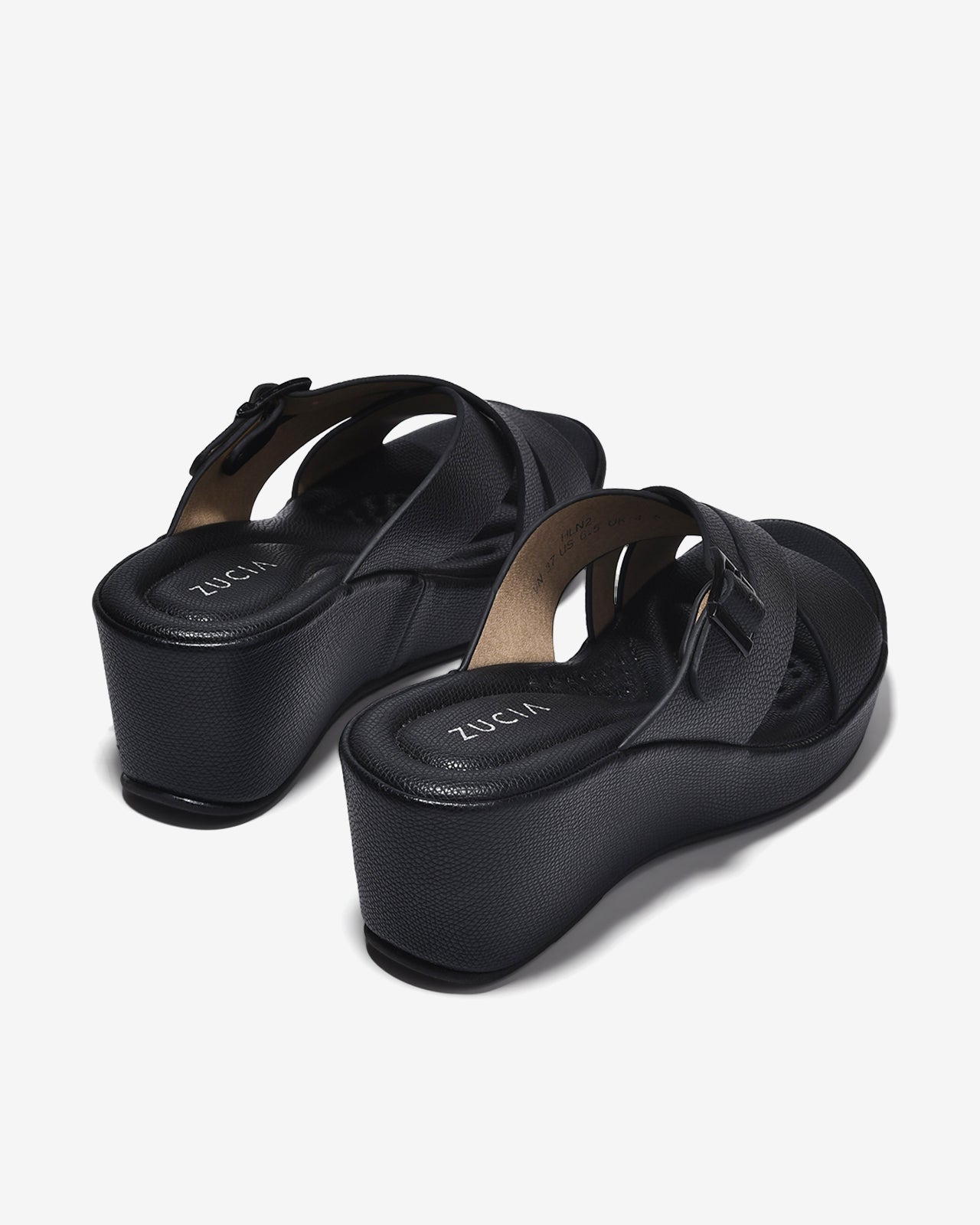 Dép Xuồng Zucia 7cm Quai Chéo Khóa Cài Êm Chân-DHLN2Đen Color1