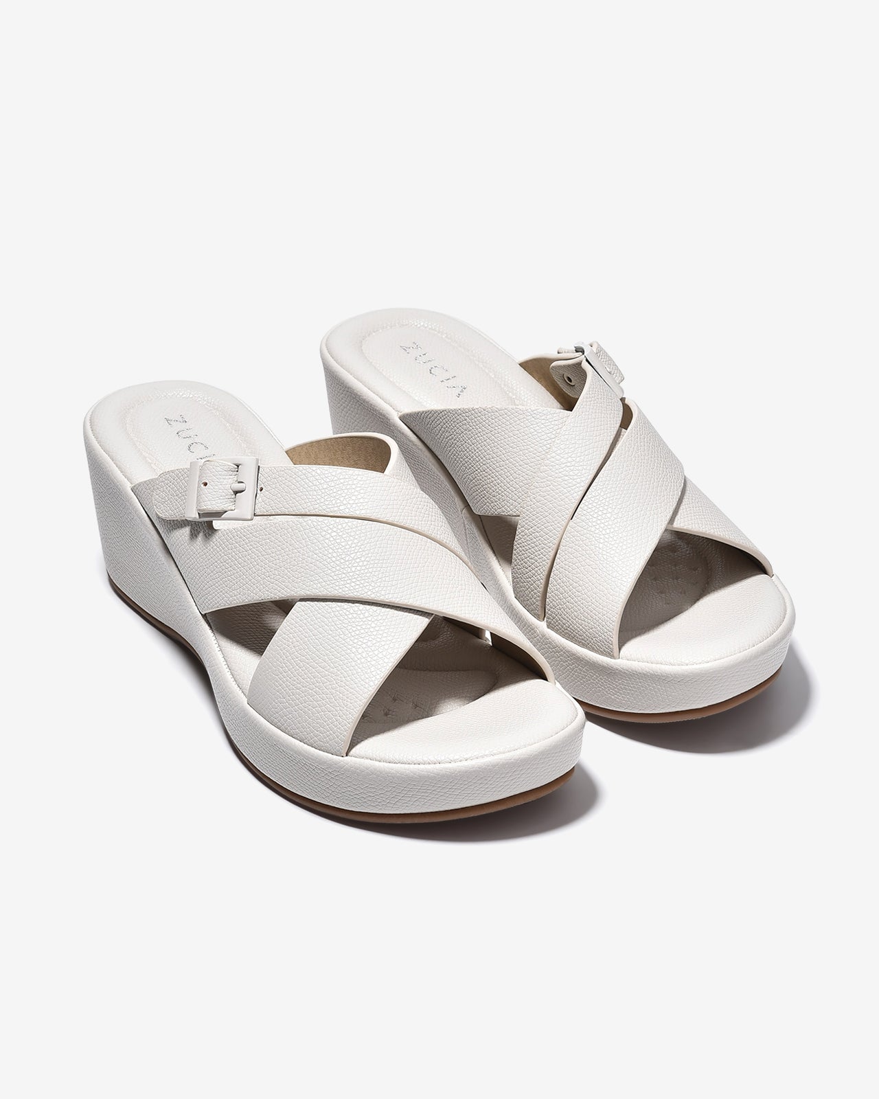 Dép Xuồng Zucia 7cm Quai Chéo Khóa Cài Êm Chân-DHLN2Trắng Color1