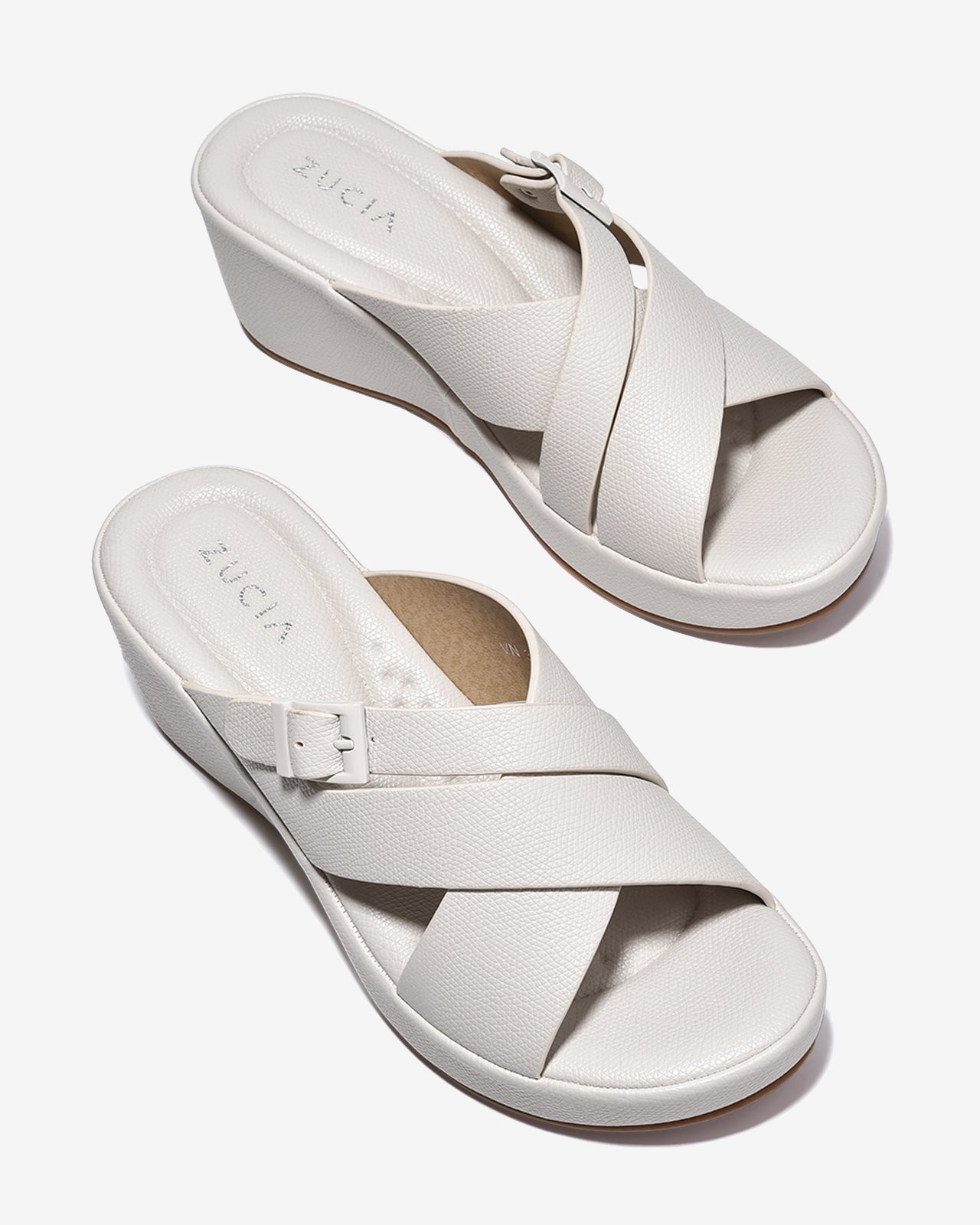 Dép Xuồng Zucia 7cm Quai Chéo Khóa Cài Êm Chân-DHLN2Trắng Color1
