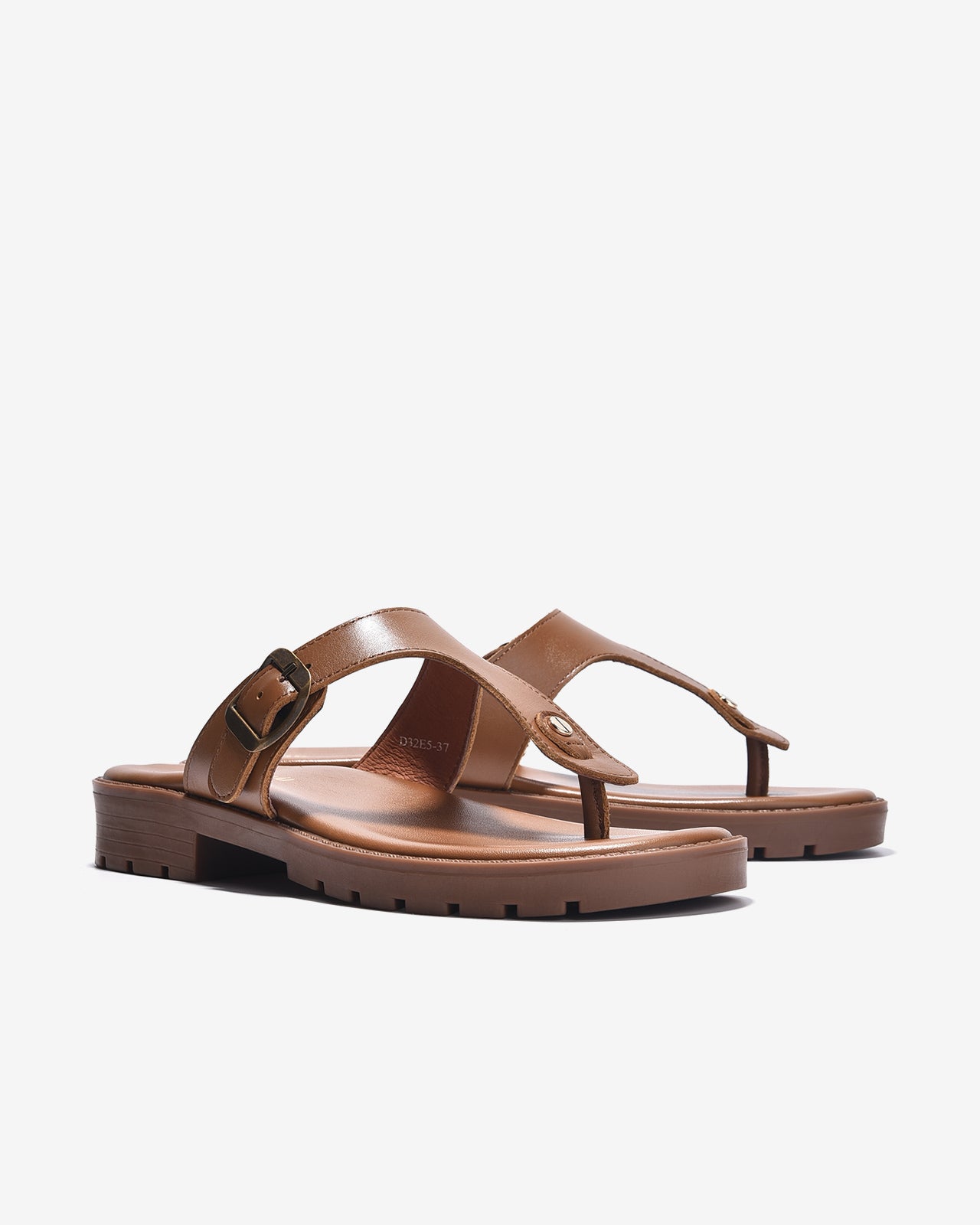 Dép Kẹp Nữ Đông Hải Quai T-Strap Khóa Vuông-D32E5Bò Color1