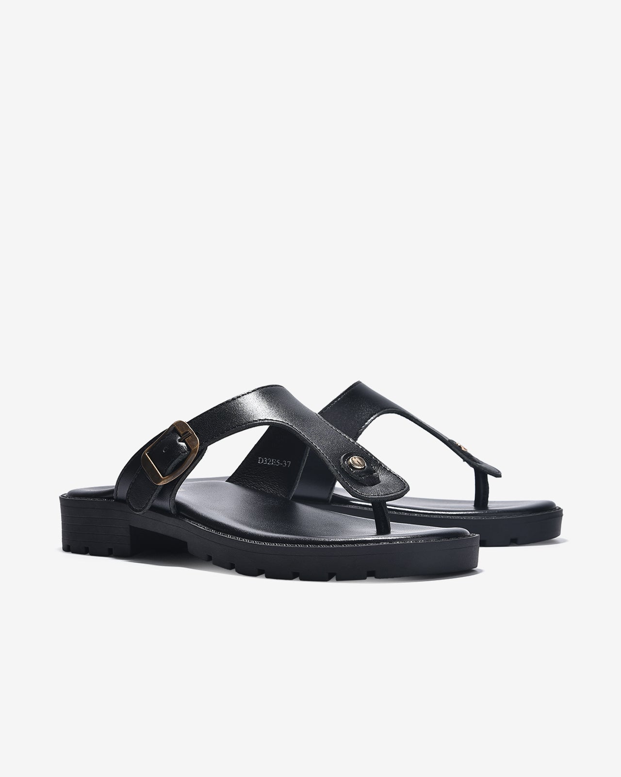 Dép Kẹp Nữ Đông Hải Quai T-Strap Khóa Vuông-D32E5Đen Color1
