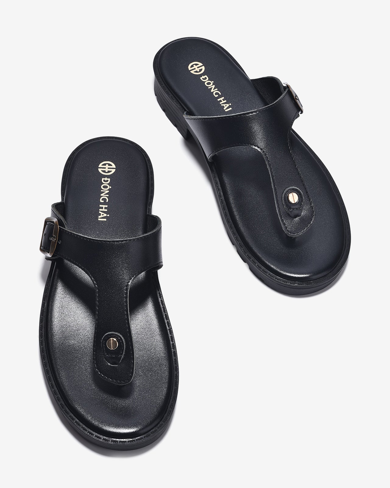 Dép Kẹp Nữ Đông Hải Quai T-Strap Khóa Vuông-D32E5Đen Color1
