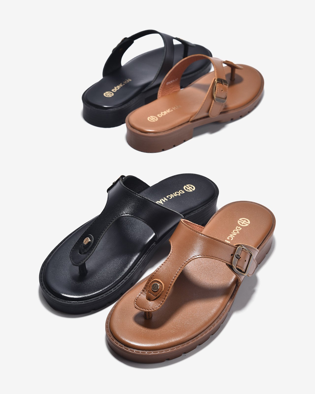 Dép Kẹp Nữ Đông Hải Quai T-Strap Khóa Vuông-D32E5Đen Color1