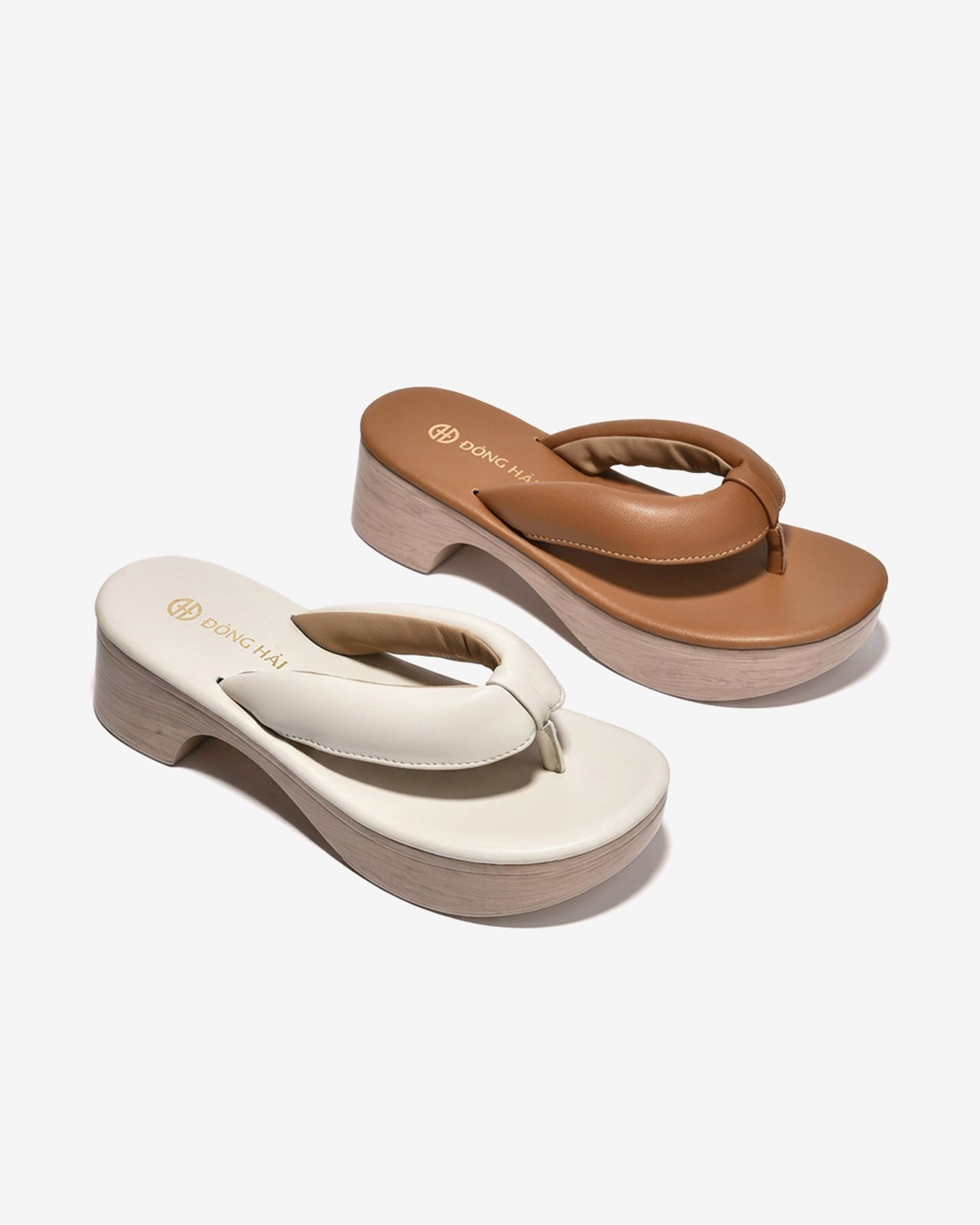 Dép Kẹp Đông Hải Đế Phối Quai Mềm-D32I8Kem Color1