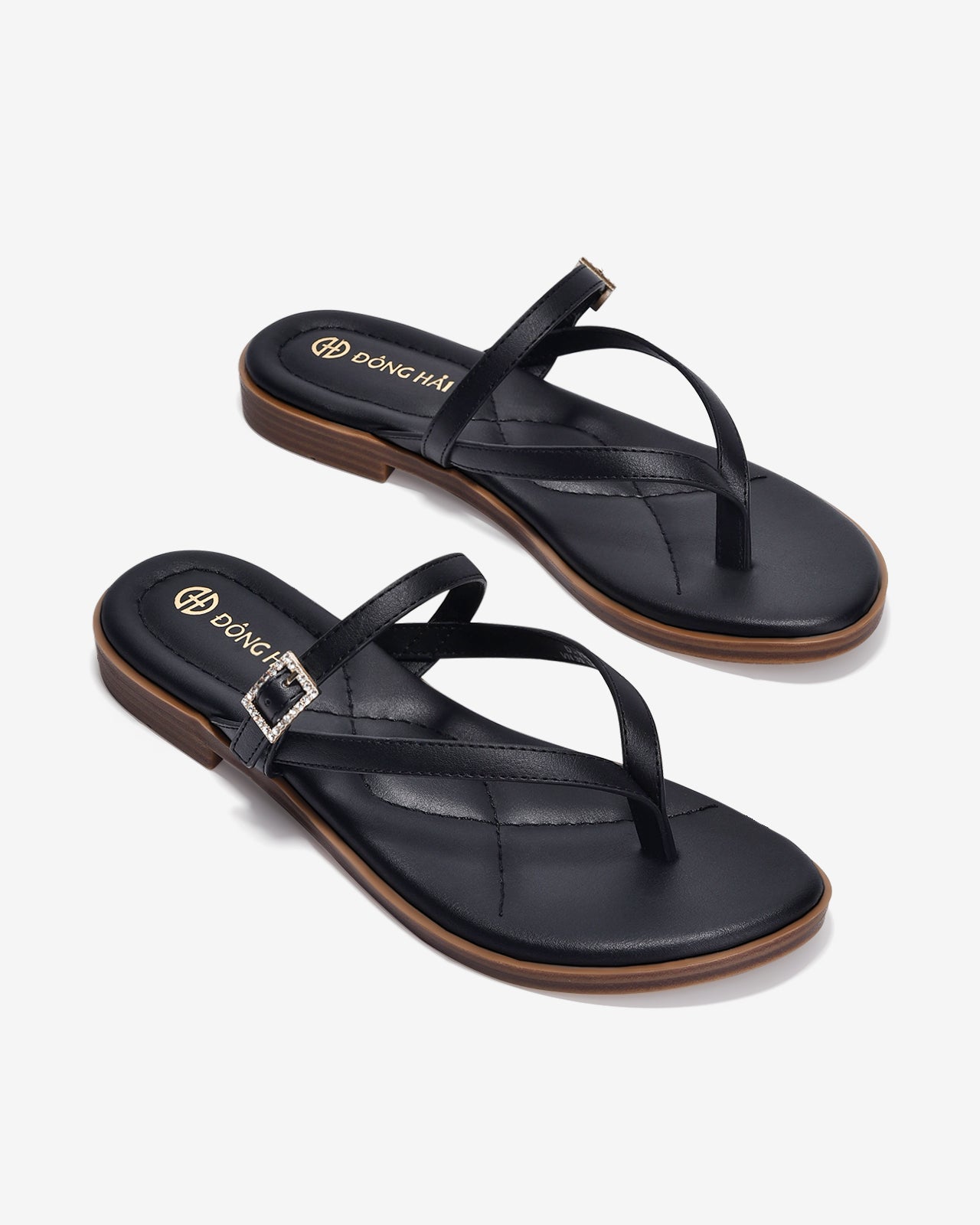 Dép Kẹp Nữ Đông Hải Ba Quai Mảnh Cách Điệu-D7730-Đen Color1