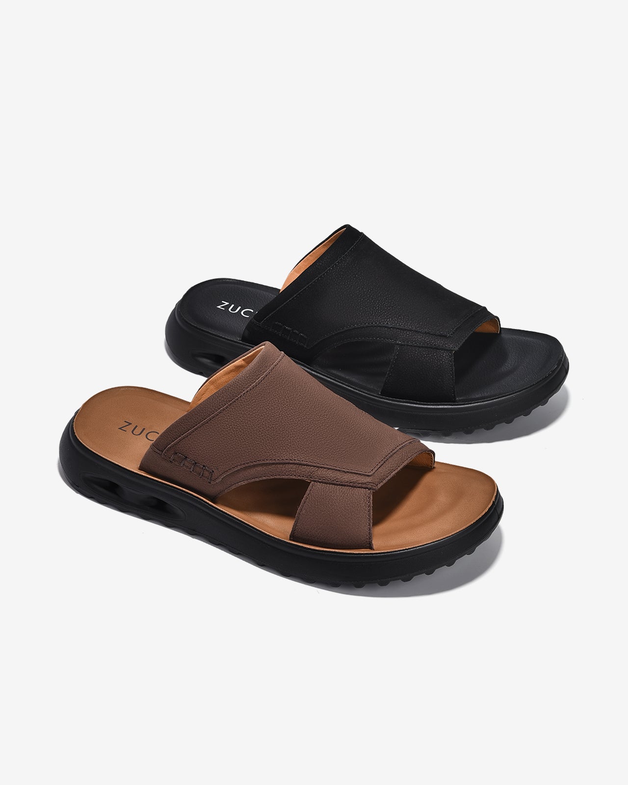 Dép Nam Zuciani Quai Ngang Vân Da Mờ-DCF65Đen Color1
