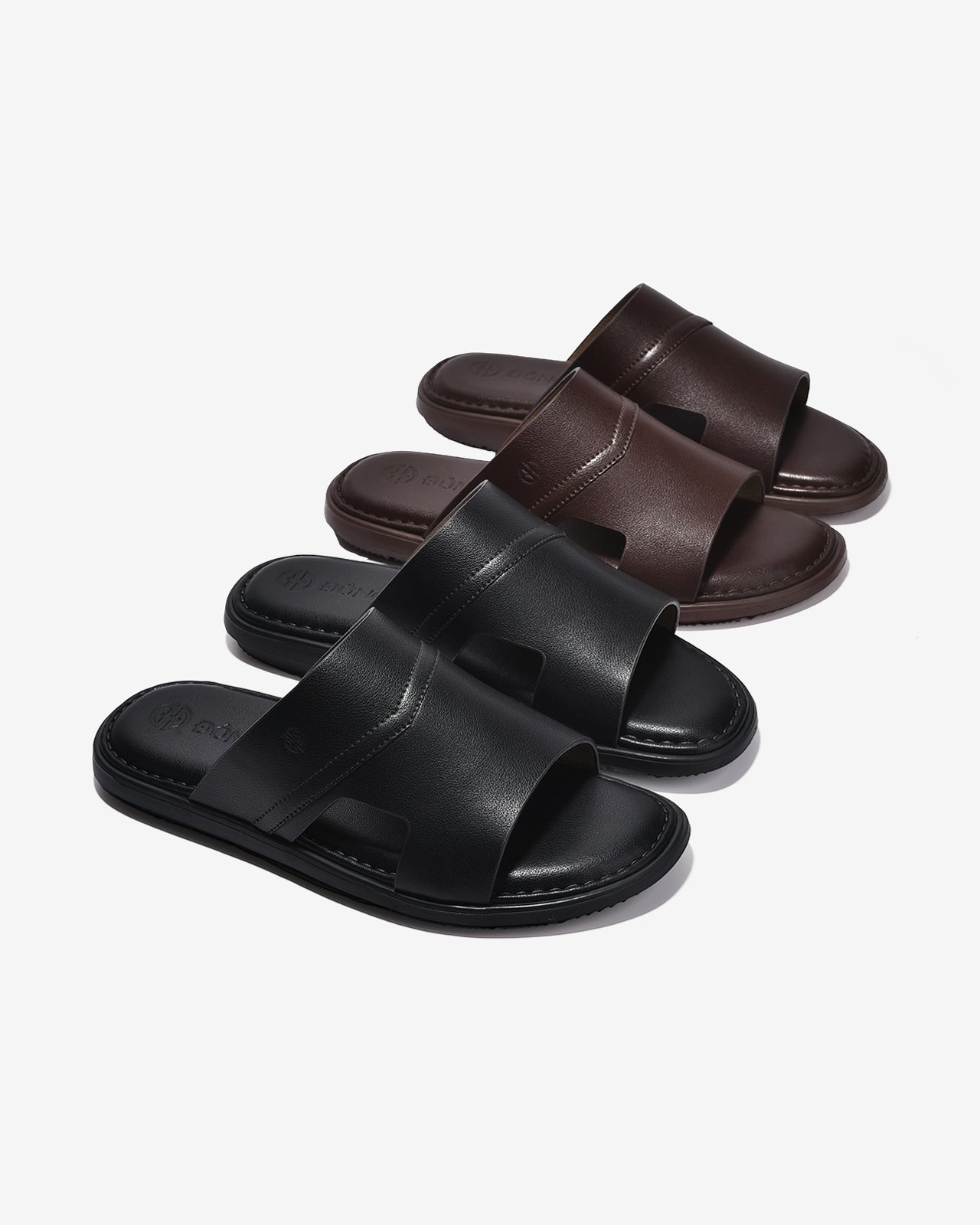 Dép Quai Ngang Đông Hải Bản To Dập Logo-D1827-Nâu Color1