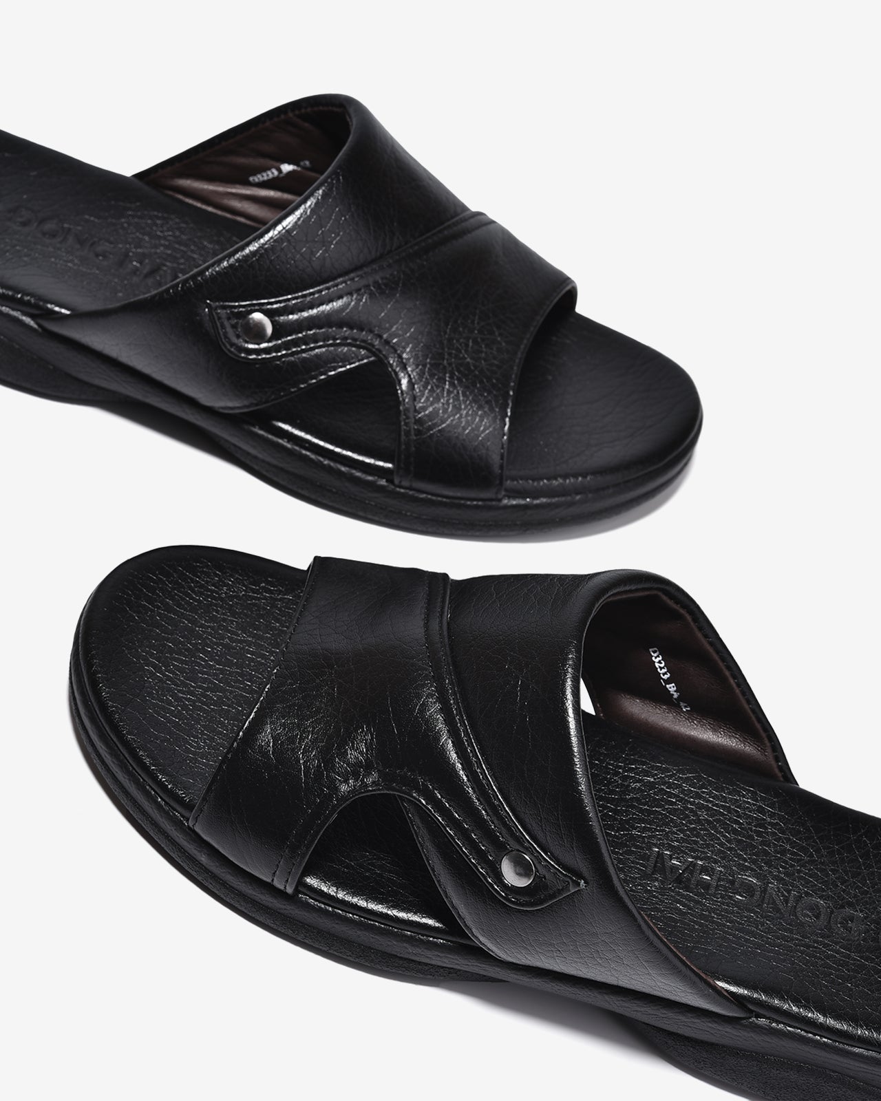 Dép Quai Ngang Nam Đông Hải Da Mềm Bảng To-D3233Đen Color1