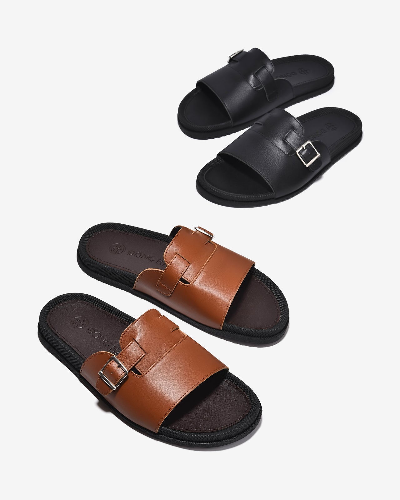 Dép Nam Đông Hải Quai Ngang Khóa Cài-D3235Bò Color1