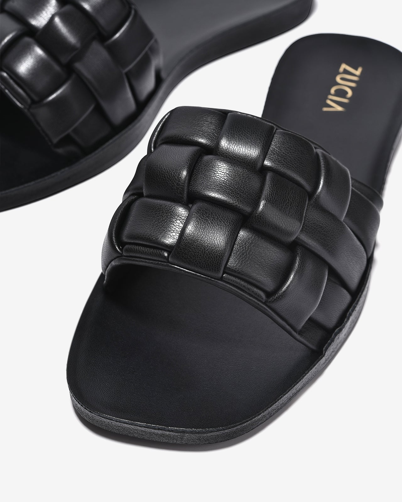 Dép Quai Ngang Nữ Zucia Quai Ngang Đan Phồng-DRXC1-Đen Color1