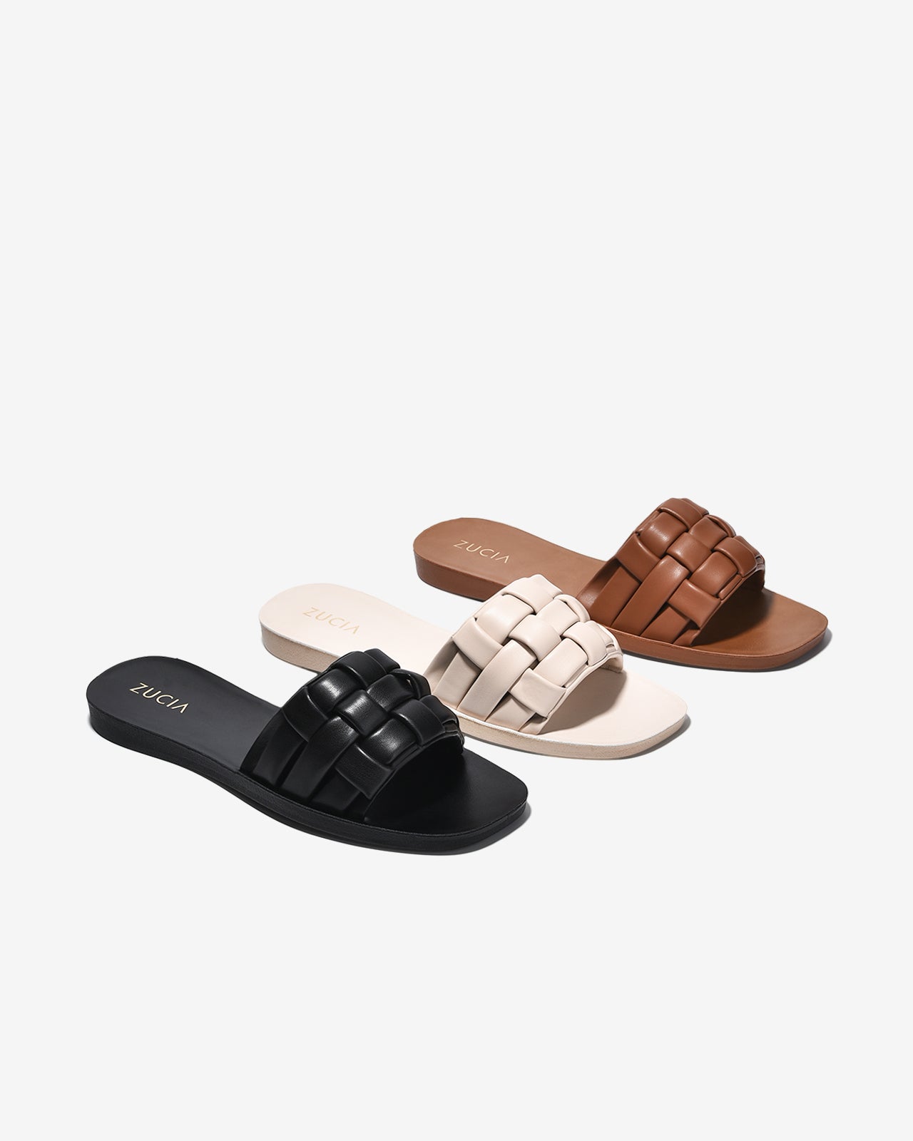 Dép Quai Ngang Nữ Zucia Quai Ngang Đan Phồng-DRXC1Kem Color1