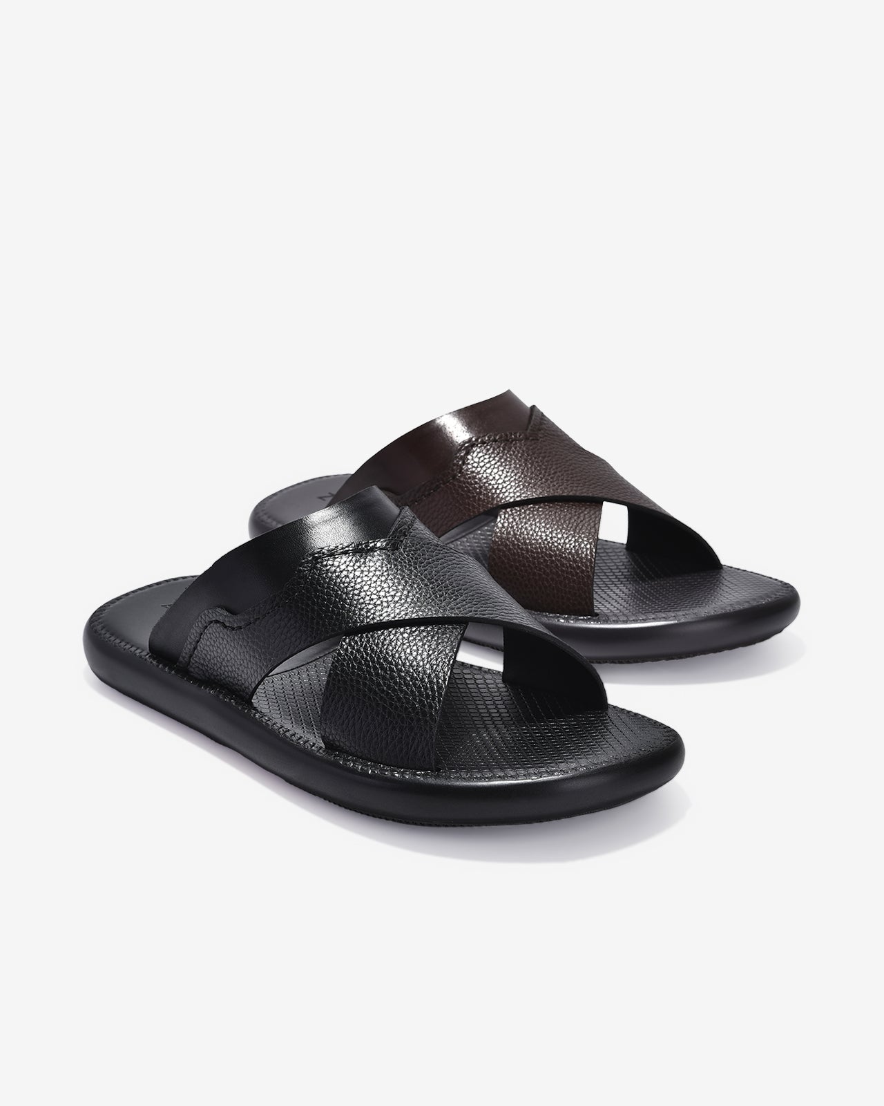 Dép Nam Zuciani Quai Chéo Viền Nổi-DRW13-Đen Color1