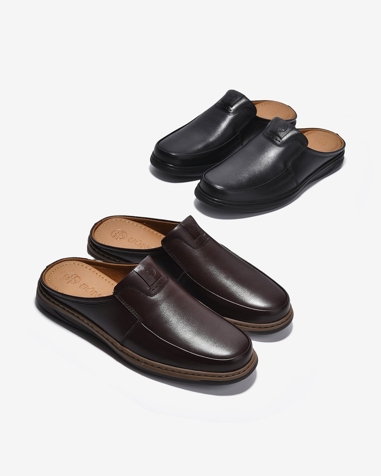 Dép Sapo Nam Đông Hải Da Trơn Dập Logo-G1023Nâu Color1