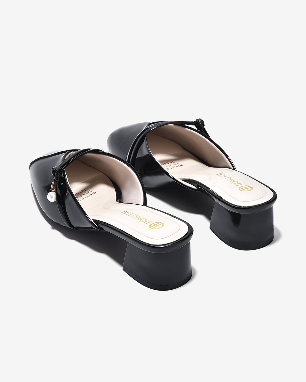Dép Sapo Nữ Đông Hải Quai Đính Châu-G5853-Đen Bóng Color1