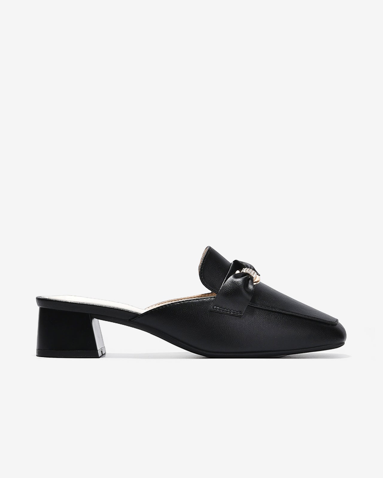 Dép Sapo Nữ Đông Hải Mũi Vuông Phối Nơ Đính Đá-G5861-Đen Color1First