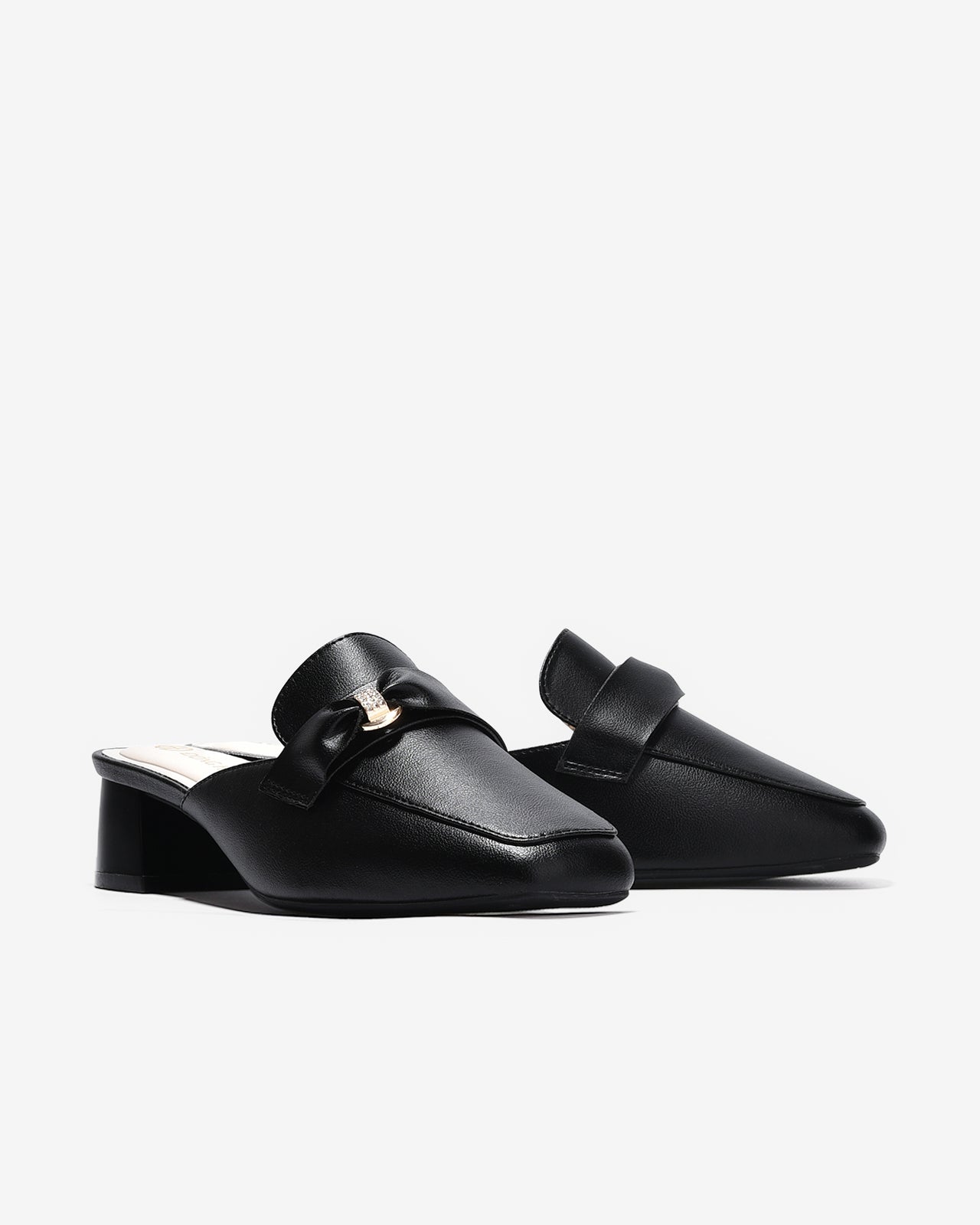 Dép Sapo Nữ Đông Hải Mũi Vuông Phối Nơ Đính Đá-G5861-Đen Color1