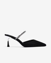 Dép Mules Cao Gót Nữ Đông Hải Quai Phối Đá Lấp Lánh-G81T4Đen Color1First