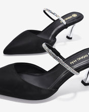 Dép Mules Cao Gót Nữ Đông Hải Quai Phối Đá Lấp Lánh-G81T4Đen Color1