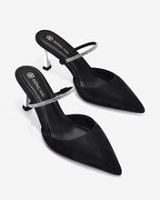 Dép Mules Cao Gót Nữ Đông Hải Quai Phối Đá Lấp Lánh-G81T4Đen Color1