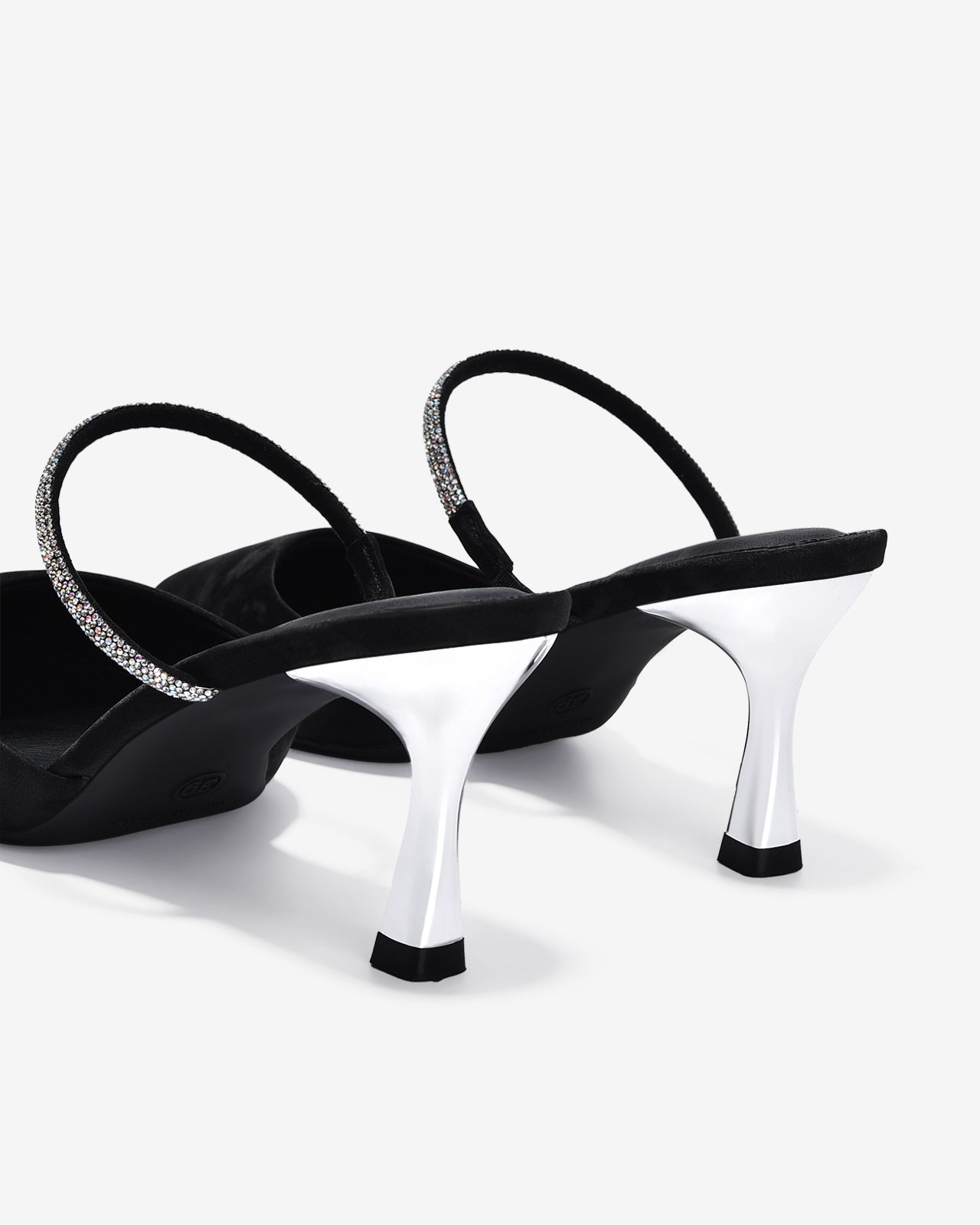 Dép Mules Cao Gót Nữ Đông Hải Quai Phối Đá Lấp Lánh-G81T4Đen Color1