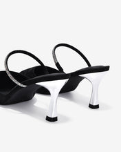 Dép Mules Cao Gót Nữ Đông Hải Quai Phối Đá Lấp Lánh-G81T4Đen Color1