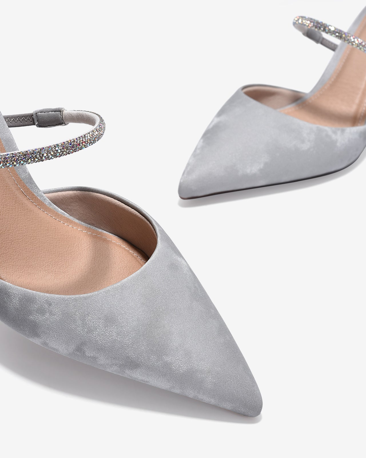 Dép Mules Cao Gót Nữ Đông Hải Quai Phối Đá Lấp Lánh-G81T4Xám Color1