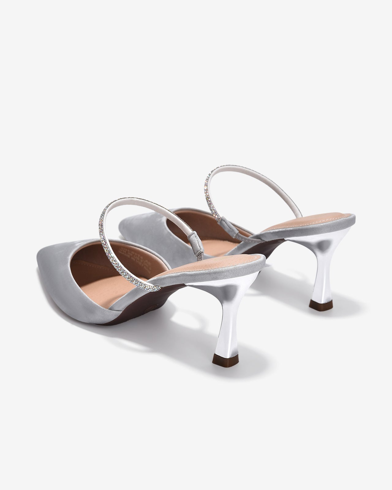 Dép Mules Cao Gót Nữ Đông Hải Quai Phối Đá Lấp Lánh-G81T4Xám Color1