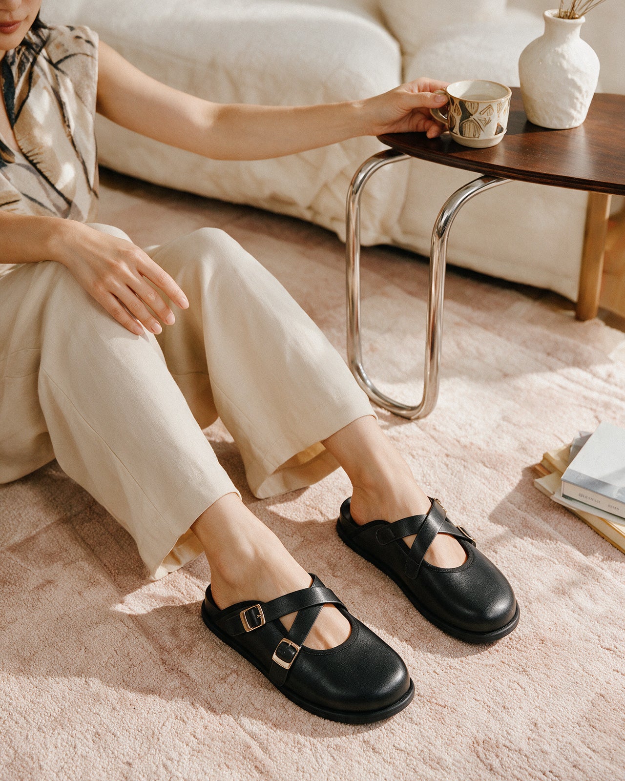 Dép Sapo Nữ Zucia 3cm Quai Đan Chéo-GRXD6Đen Color1