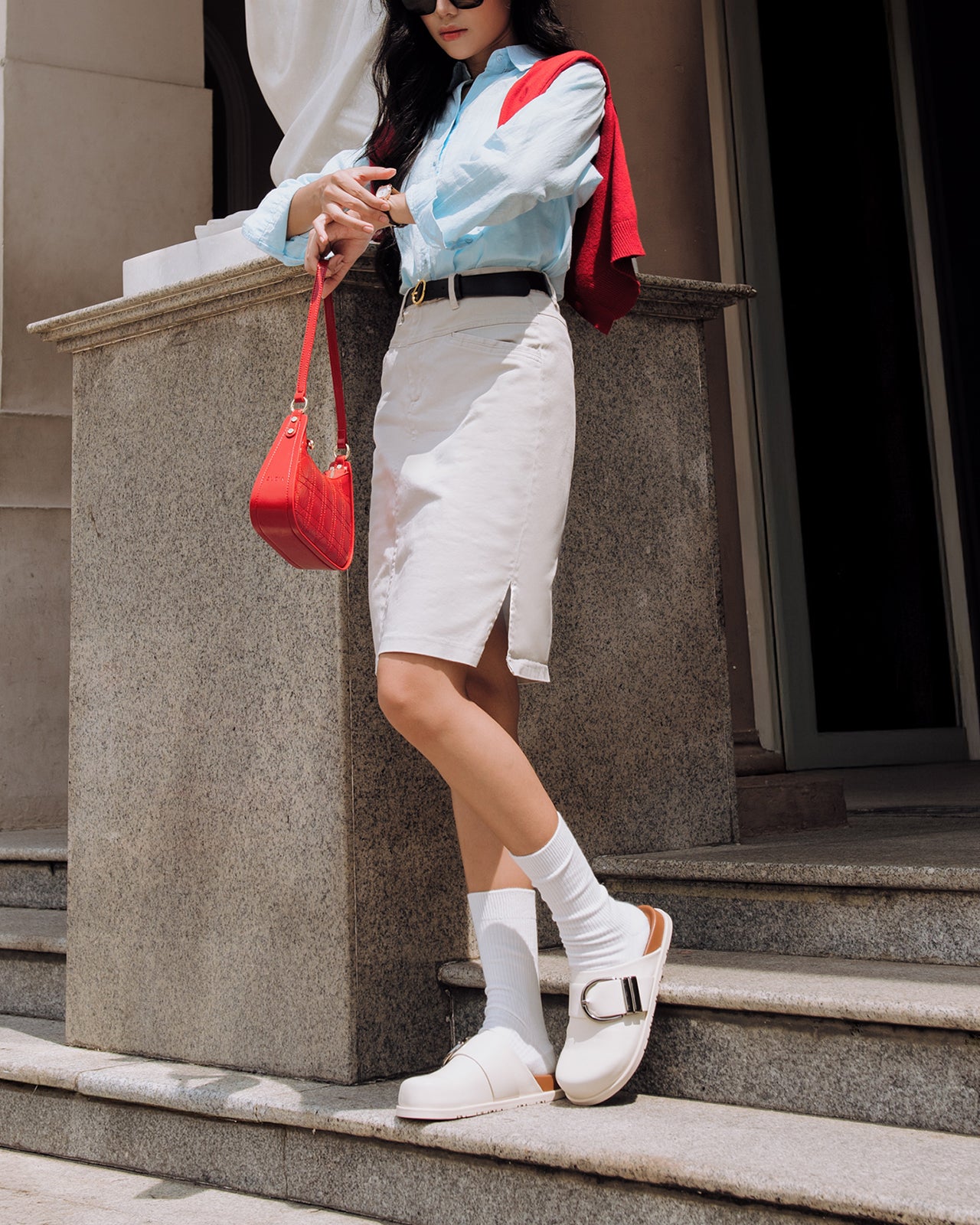 Dép Sapo Zucia Mũi Bo Tròn Khoá Kim Loại-GTHA1-Trắng Color1