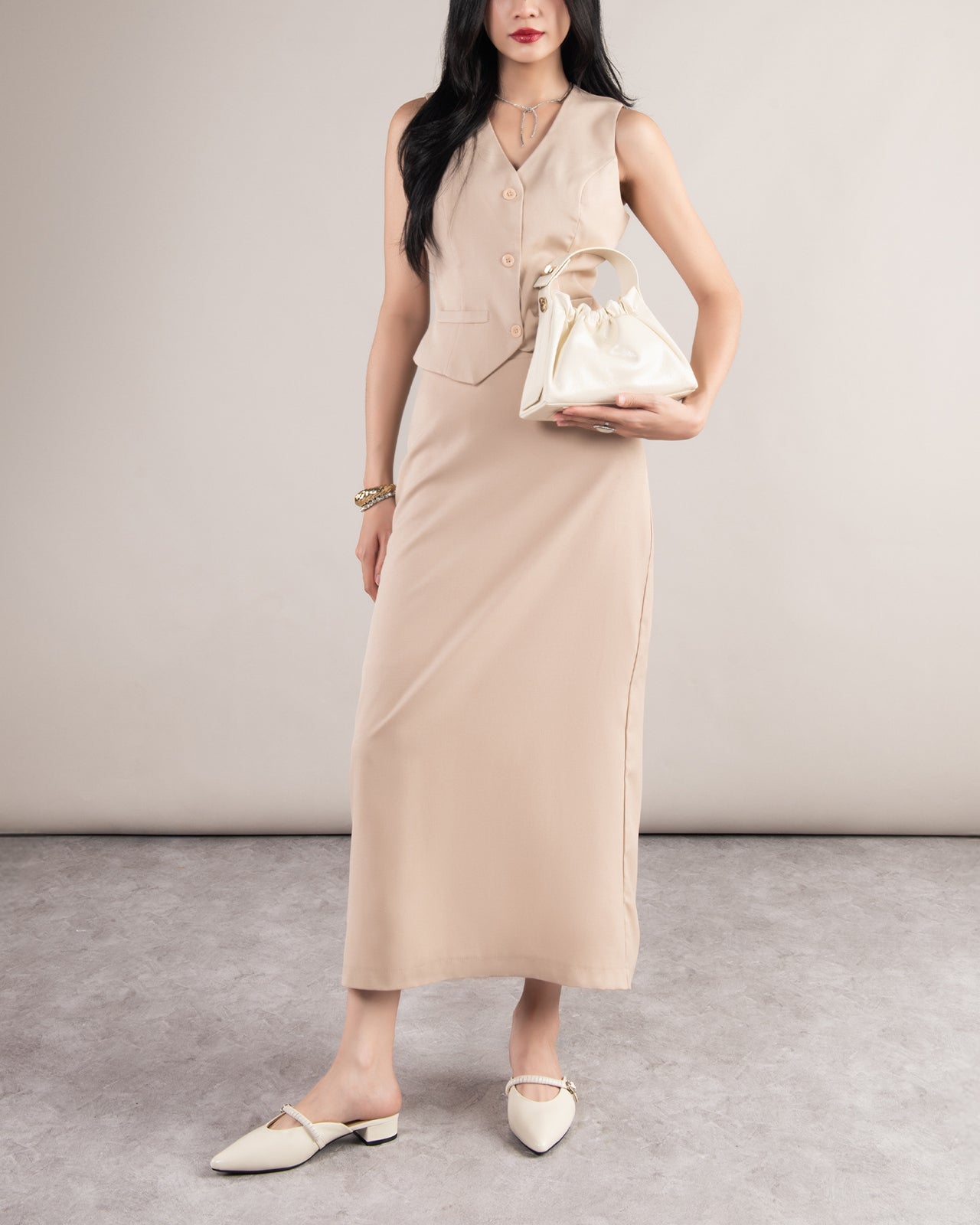 Dép Sapo Nữ Zuciani Mũi Nhọn Khoá Đính Đá-GCM08-Trắng Color1