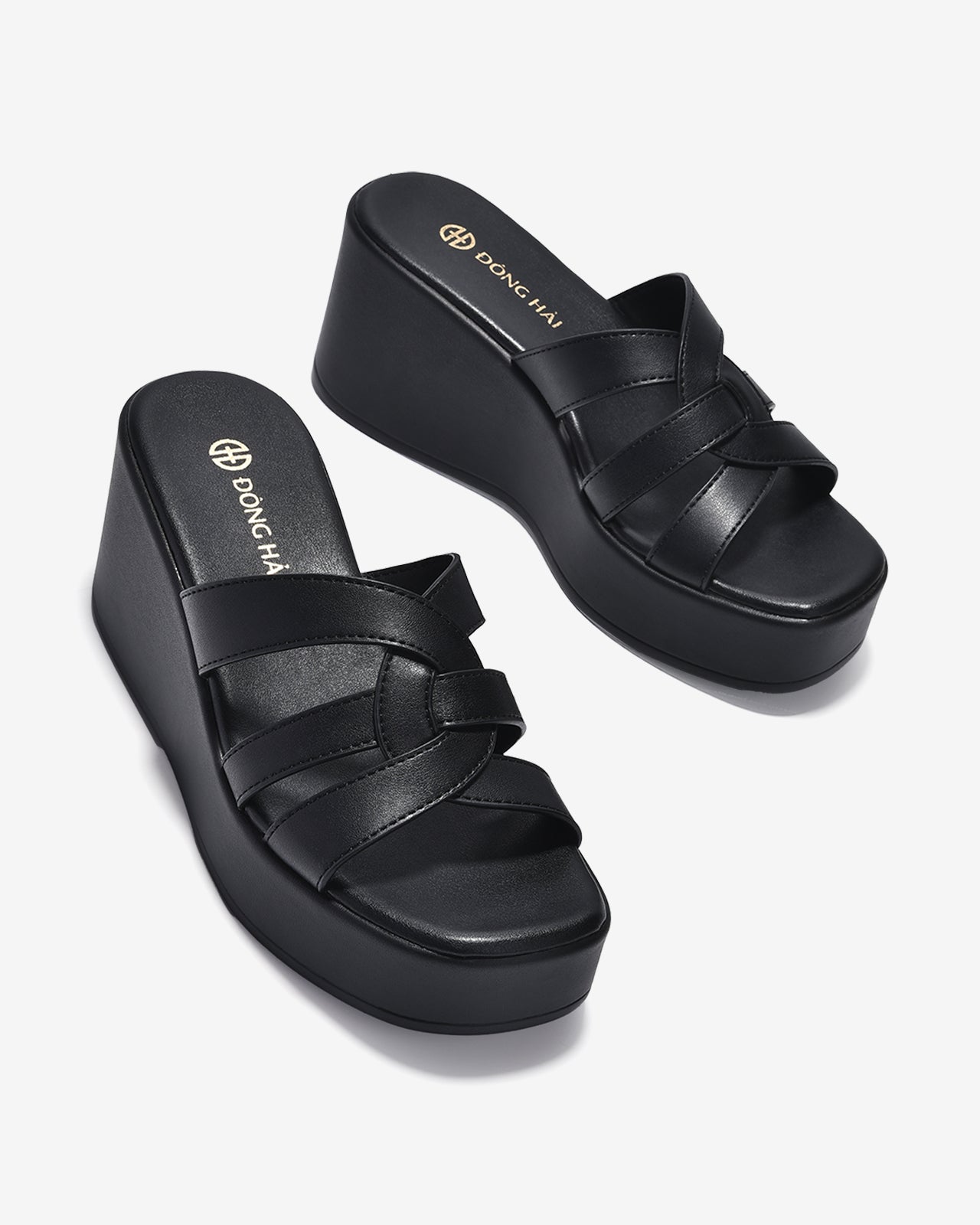 Dép Xuồng Đông Hải Quai Đan Đế 8cm-D32G8Đen Color1