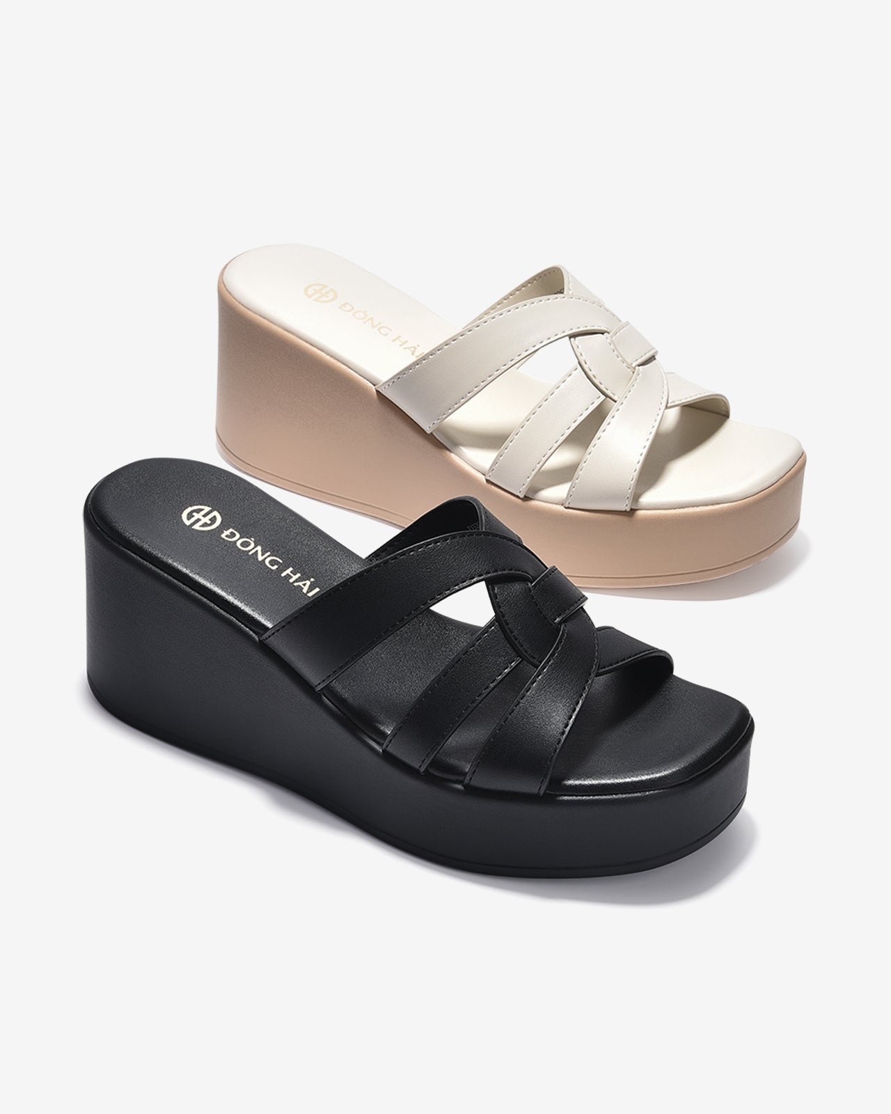 Dép Xuồng Đông Hải Quai Đan Đế 8cm-D32G8-Đen Color1