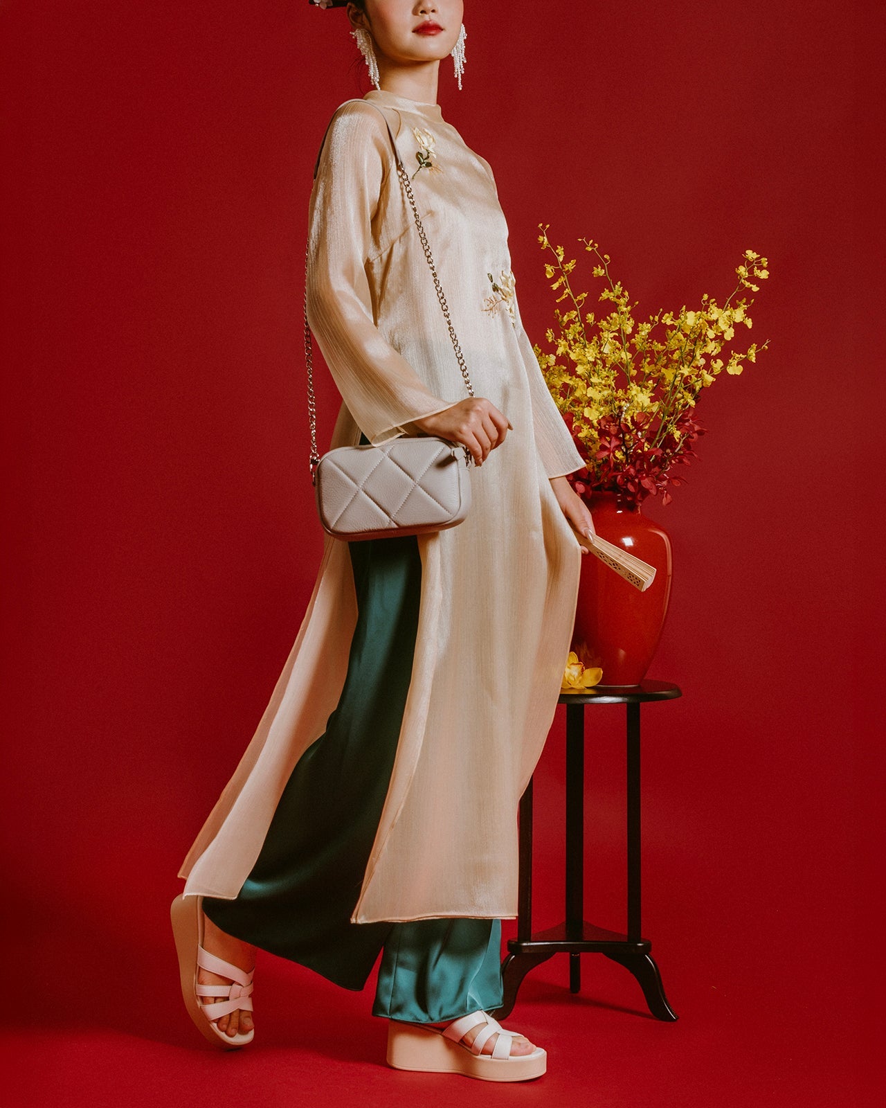 Dép Xuồng Đông Hải Quai Đan Đế 8cm-D32G8Kem Color1