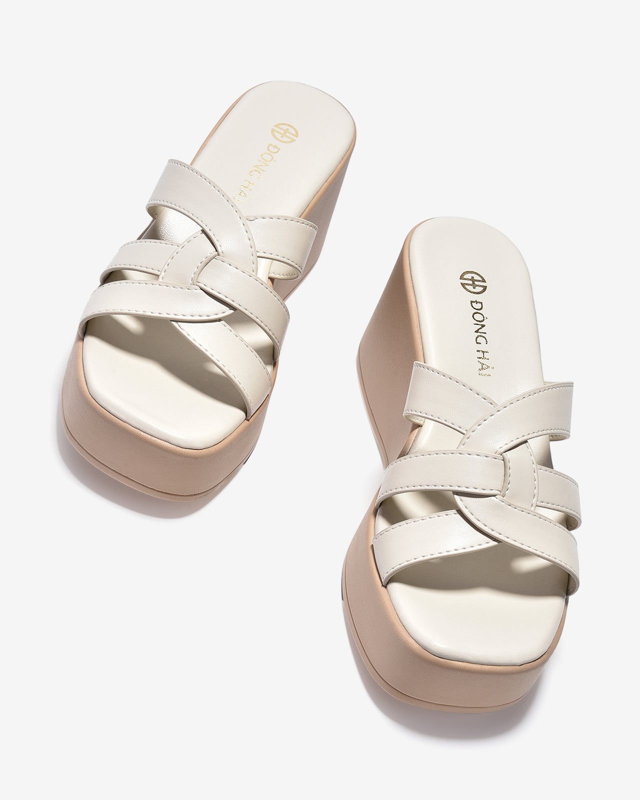 Dép Xuồng Đông Hải Quai Đan Đế 8cm-D32G8-Kem Color1