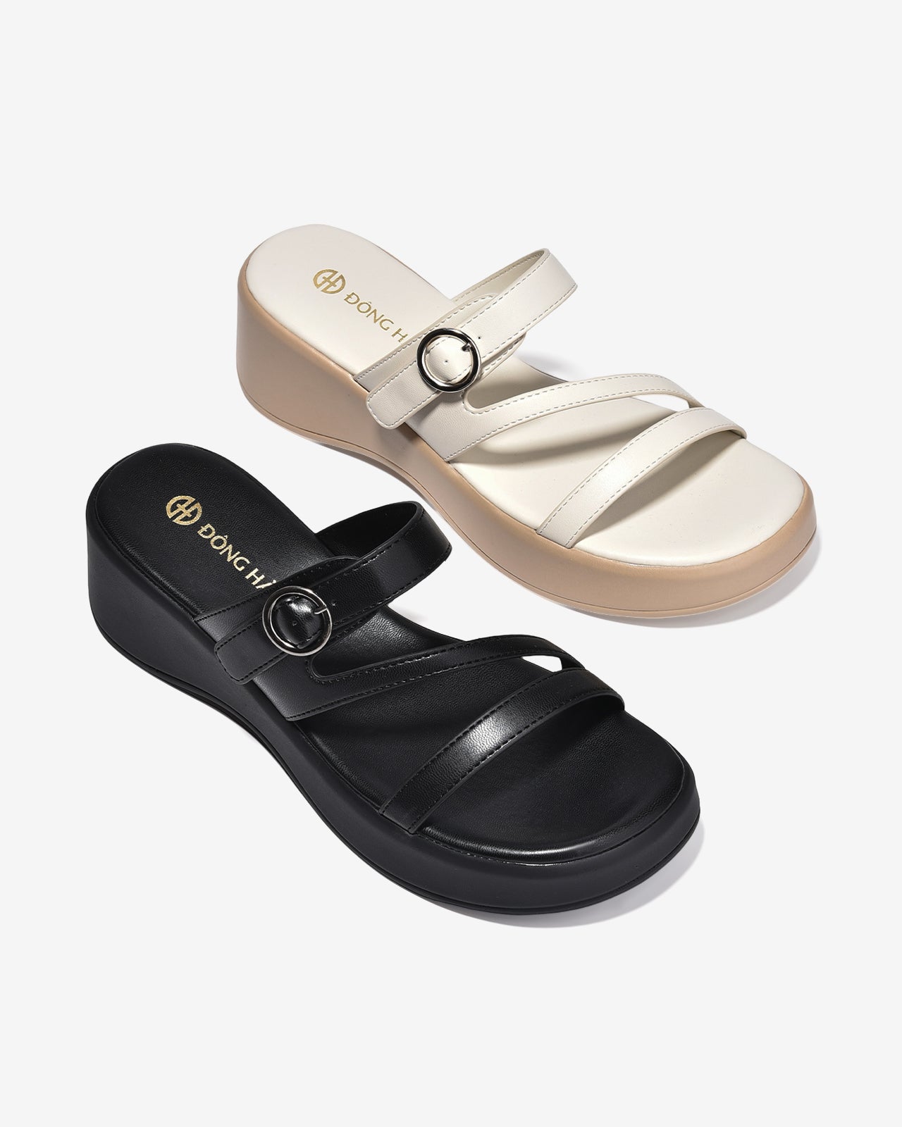 Dép Xuồng Đông Hải Ba Quai Phối Khóa-D32H5-Đen Color1