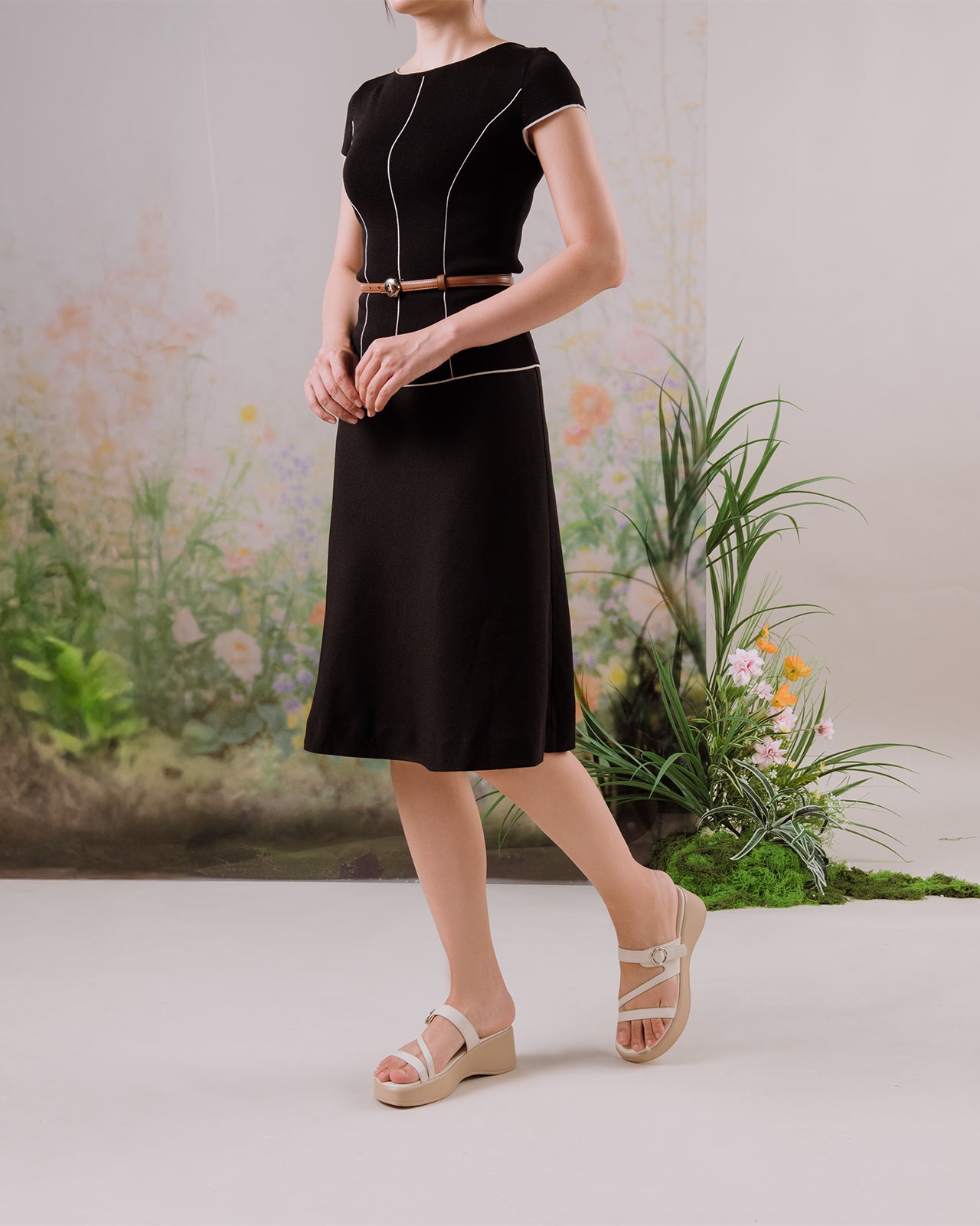 Dép Xuồng Đông Hải Ba Quai Phối Khóa-D32H5Kem Color1