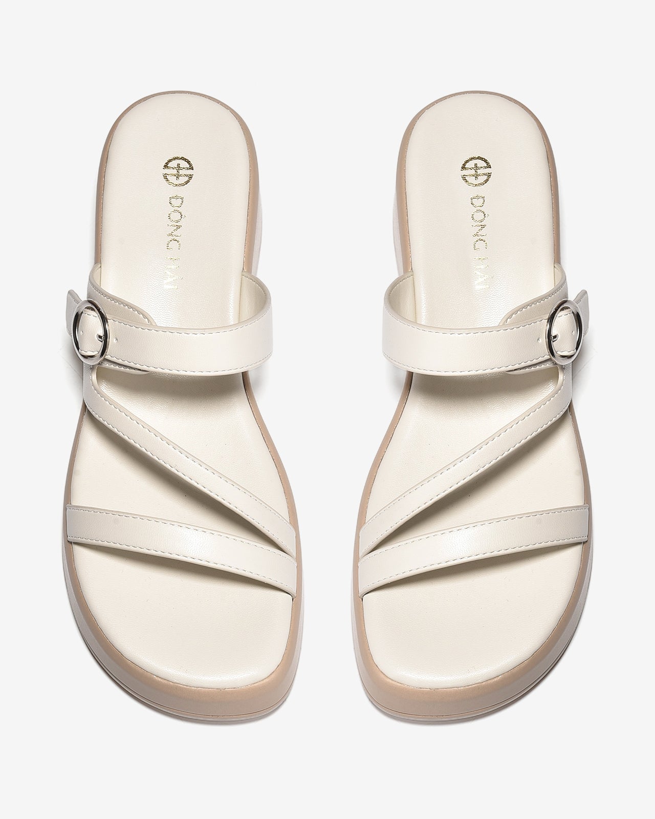 Dép Xuồng Đông Hải Ba Quai Phối Khóa-D32H5Kem Color1