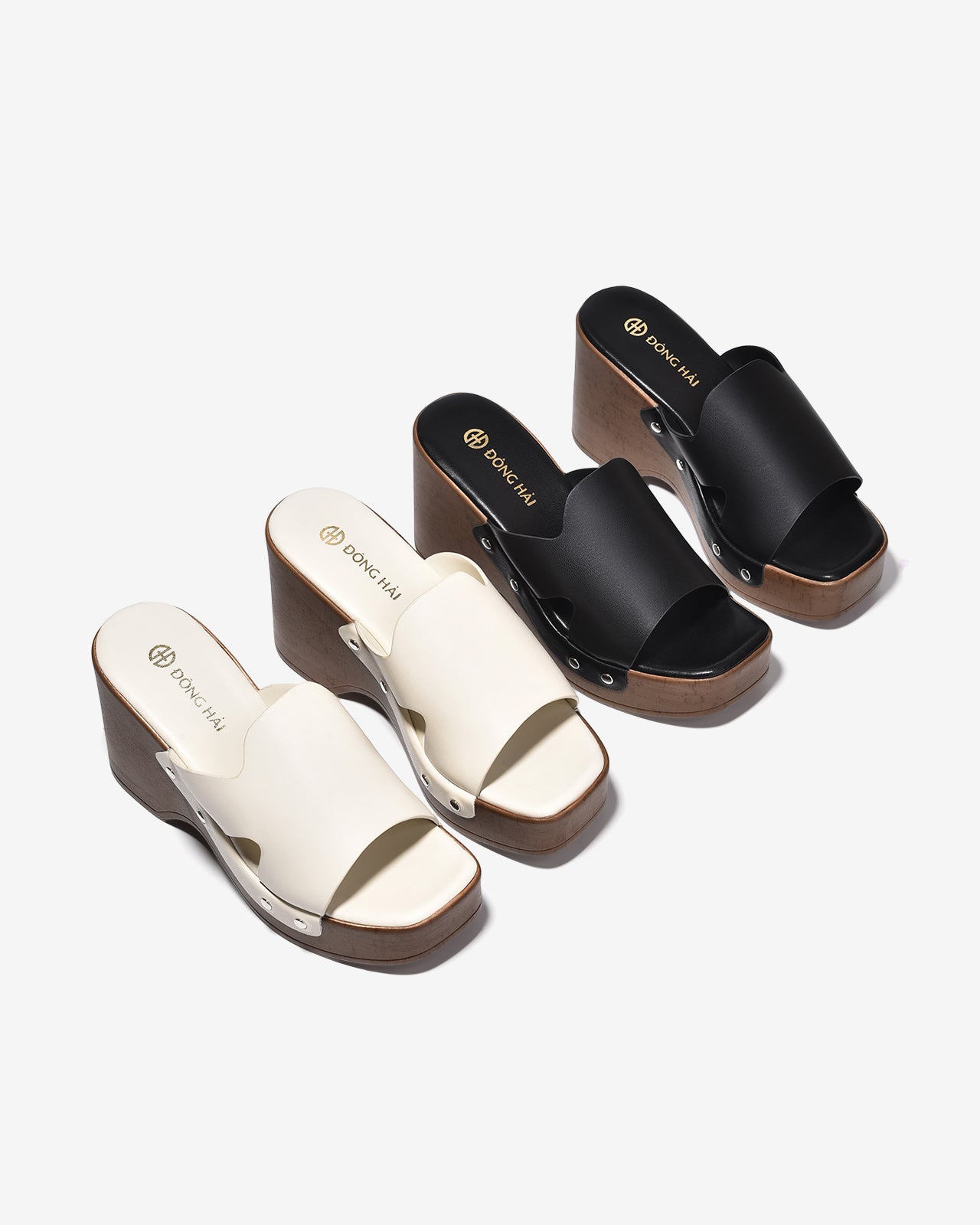 Dép Xuồng Đông Hải Đế 9CM Êm Mềm-D32I7Đen Color1